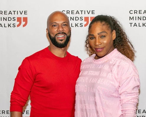 Common with Serena Williams at a charity event on public speaking, which they co-hosted, in October 2018