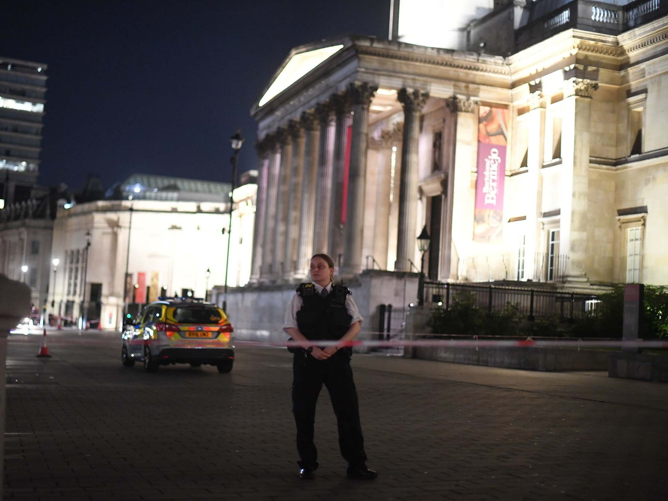 Police cordoned off part of Trafalgar Square following a stabbing