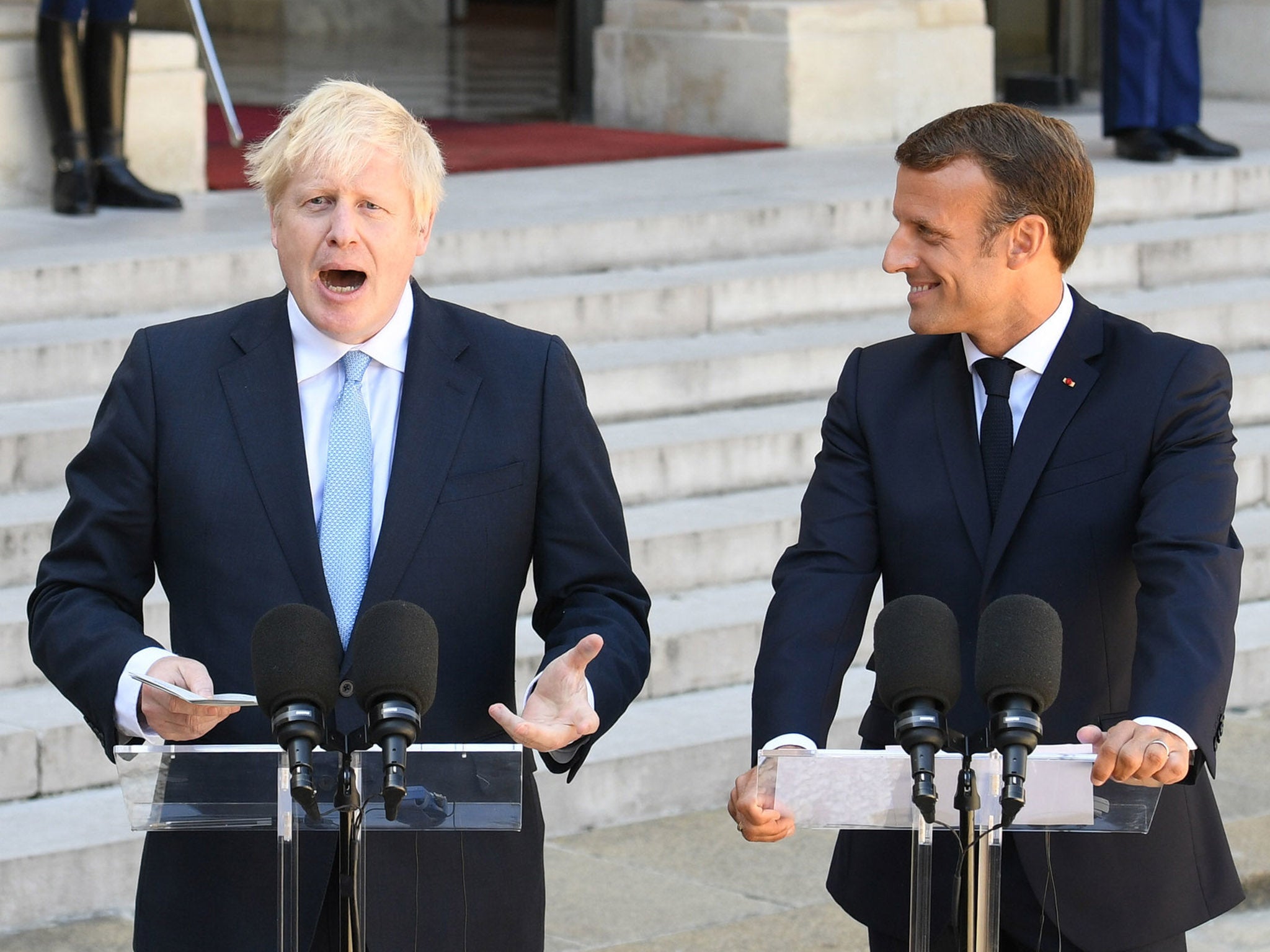 Johnson and Macron meet at the Elysee Palace to discuss the Irish backstop