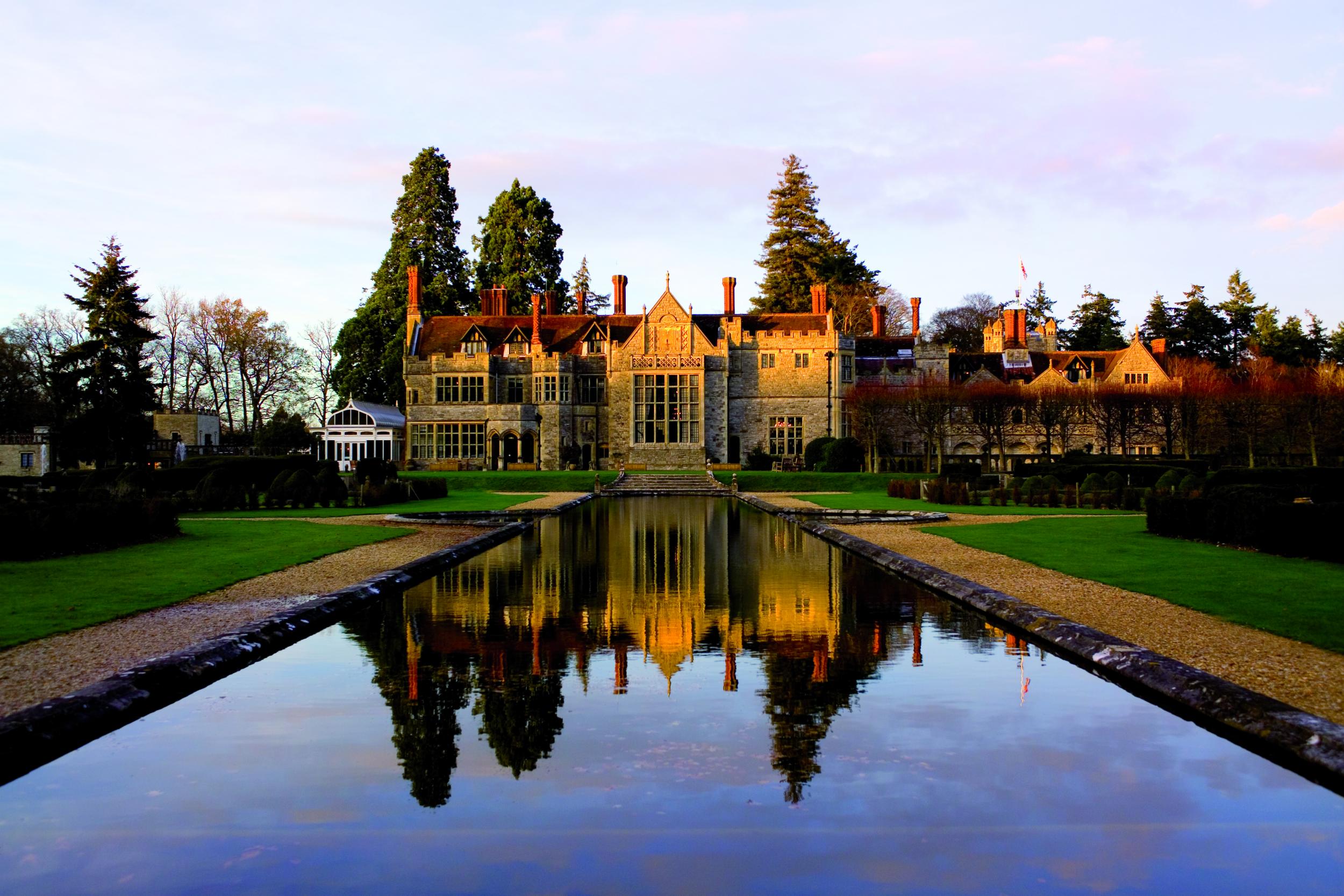 The imposing exterior of Rhinefield House Hotel