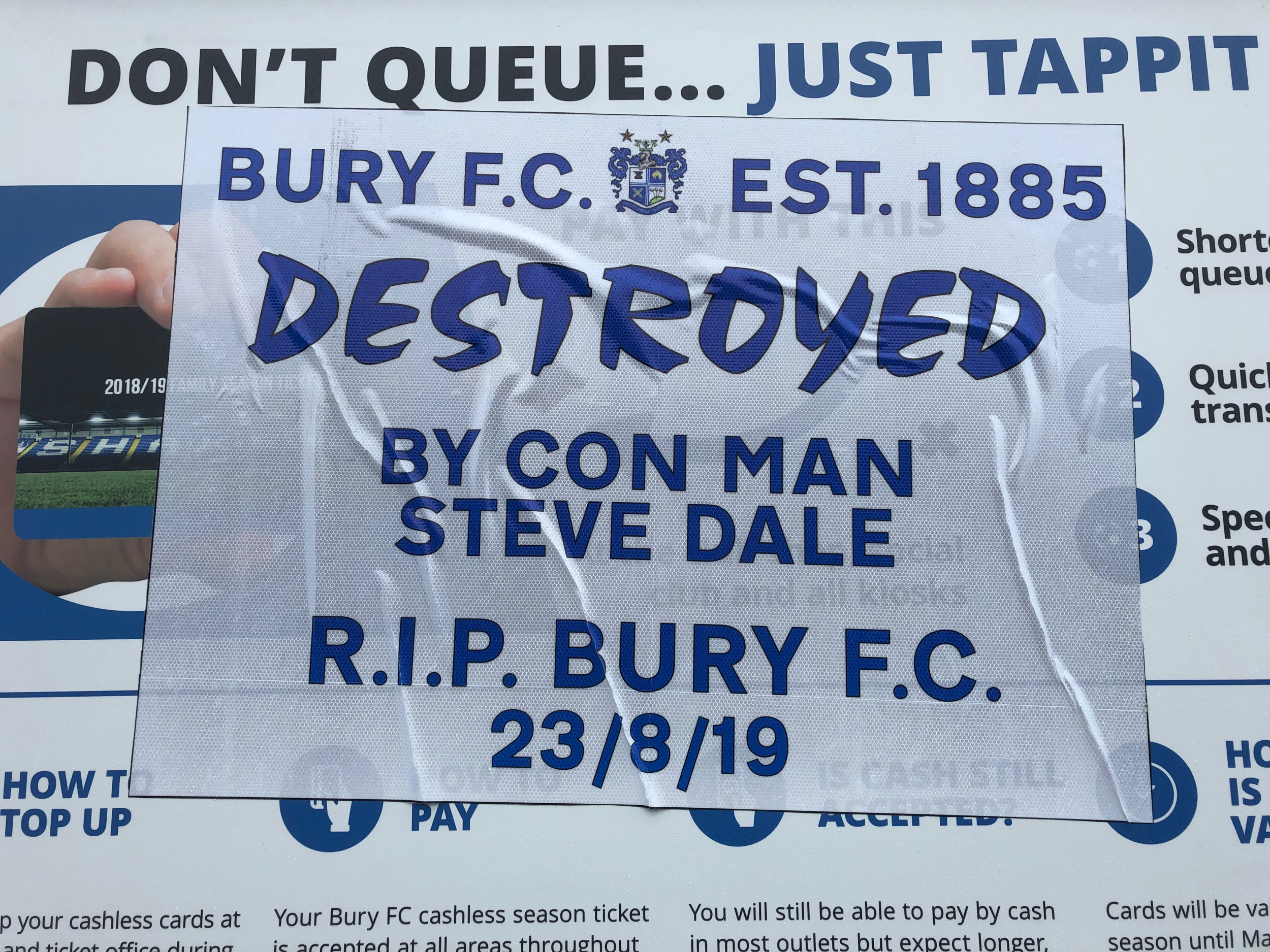 A sign outside Bury's Gigg Lane (Getty)