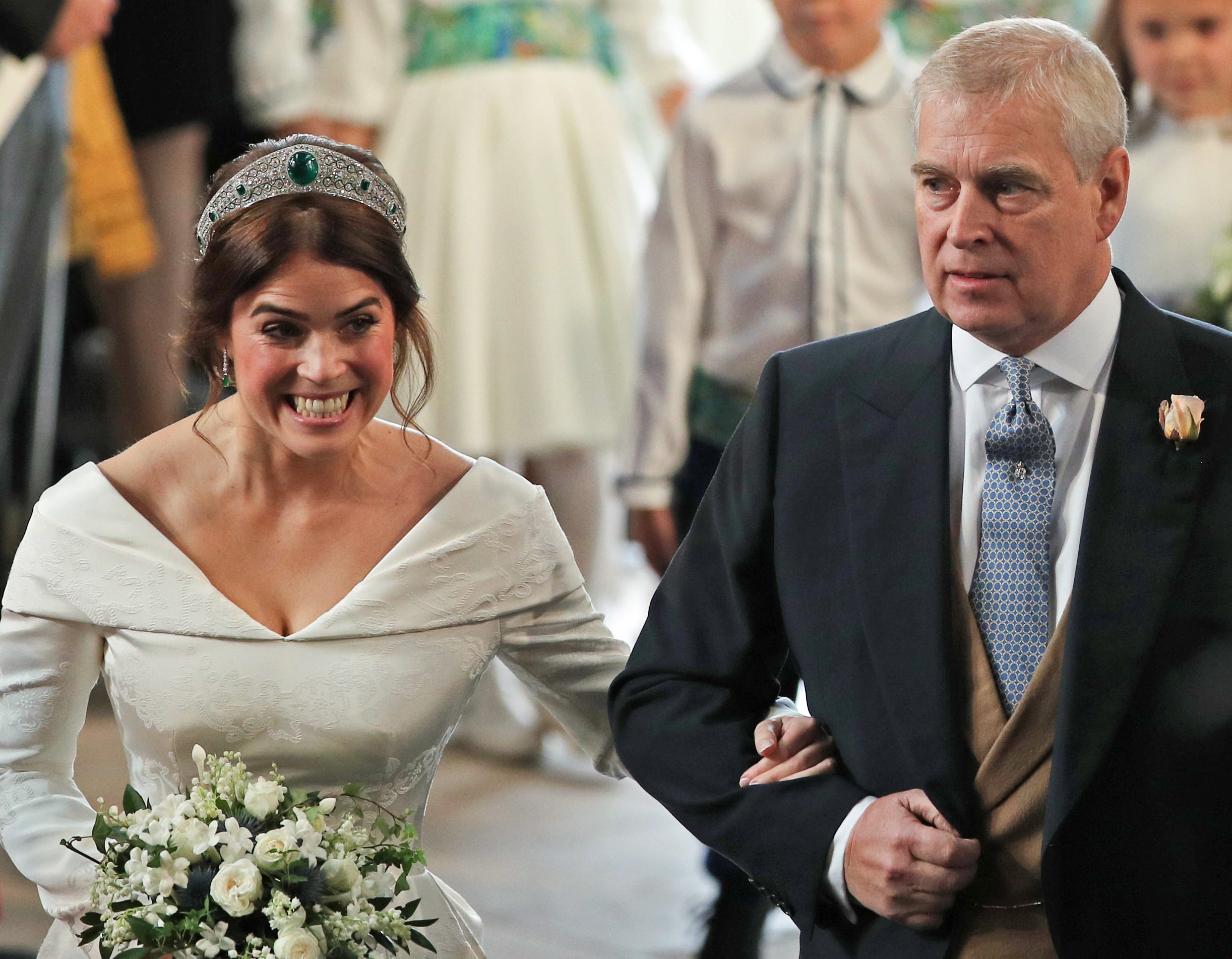 Eugenie with her father on her wedding day