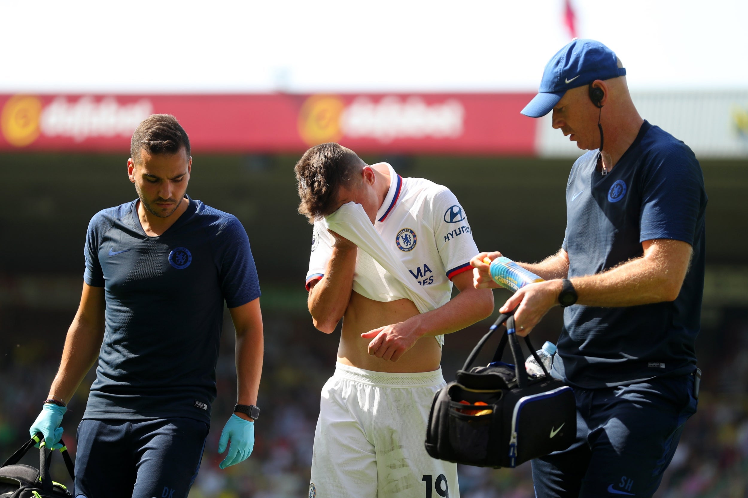 Mason Mount left the pitch with an injury in the second half