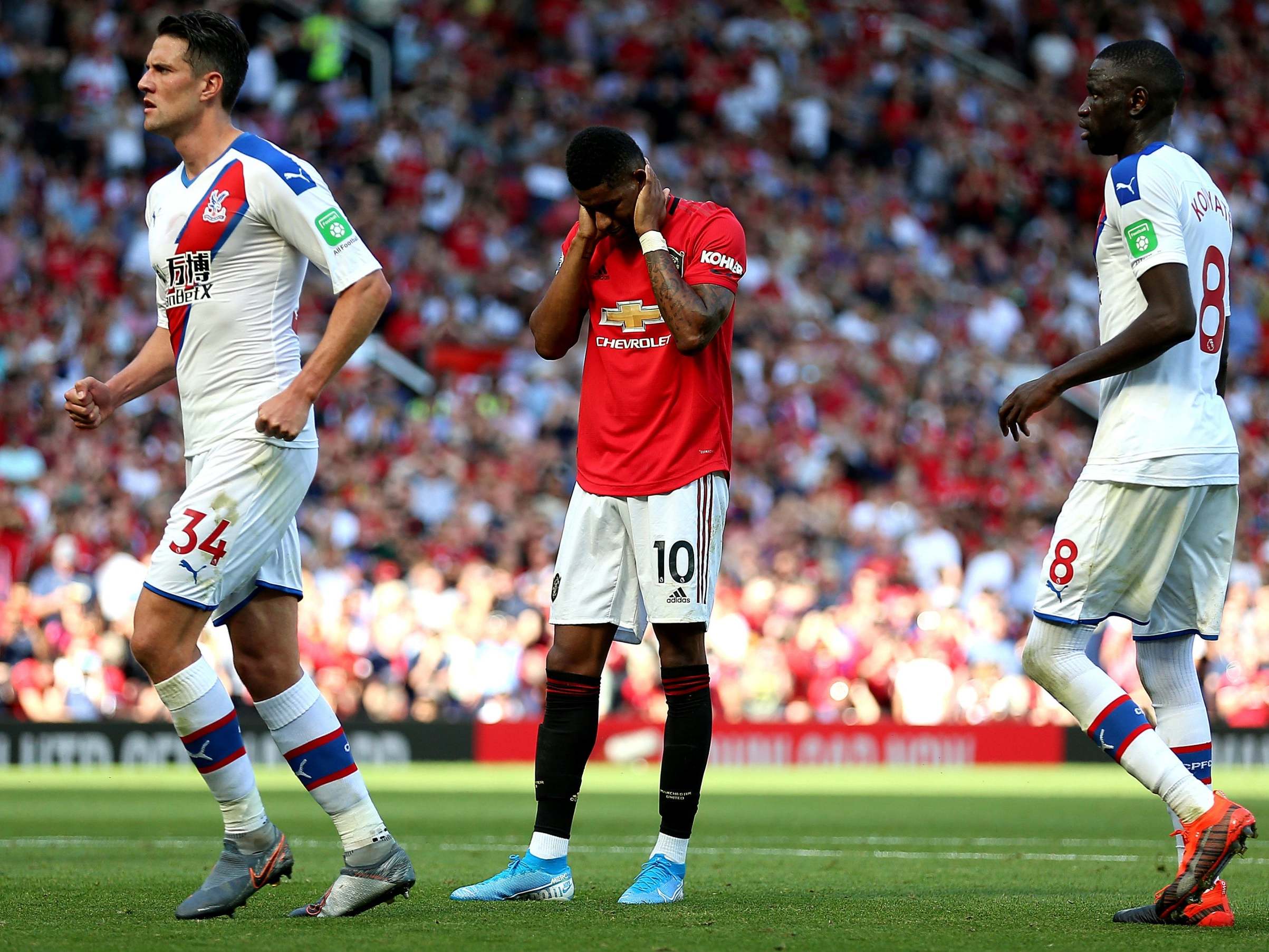 Marcus Rashford reacts after missing a penalty