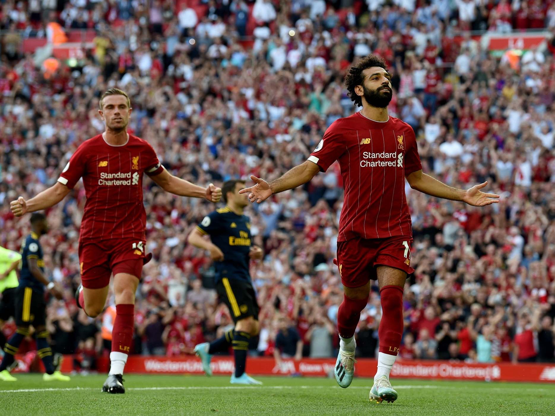 Salah celebrates vs Arsenal