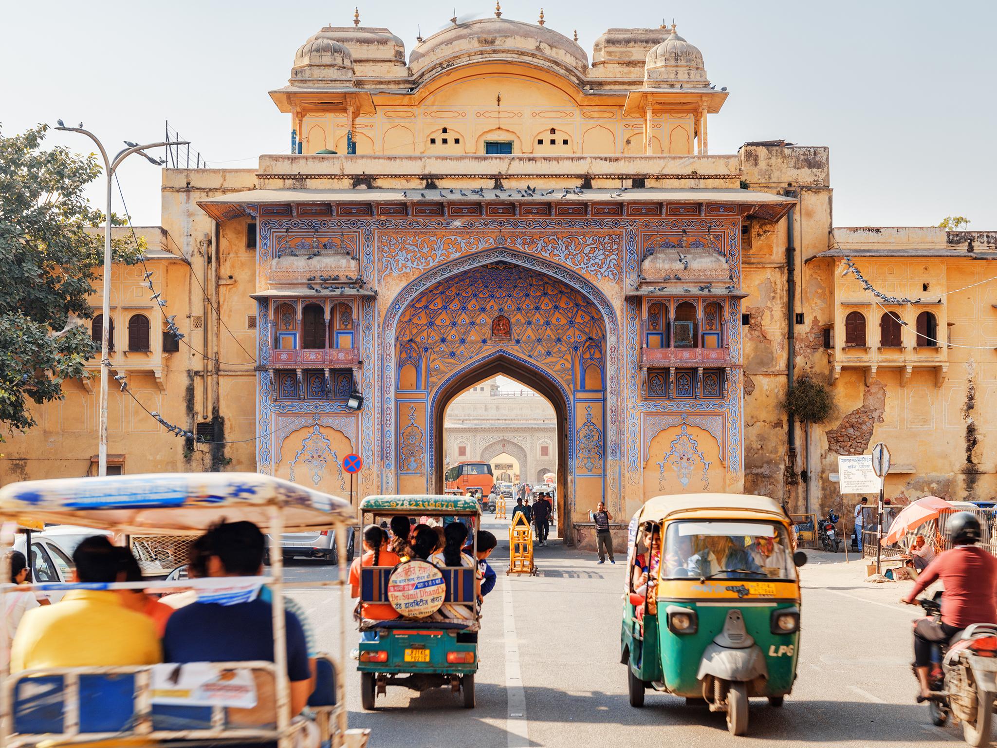 The taxis whizz tourists around the sites, such as Tulsi Marg at Gangori Bazaar