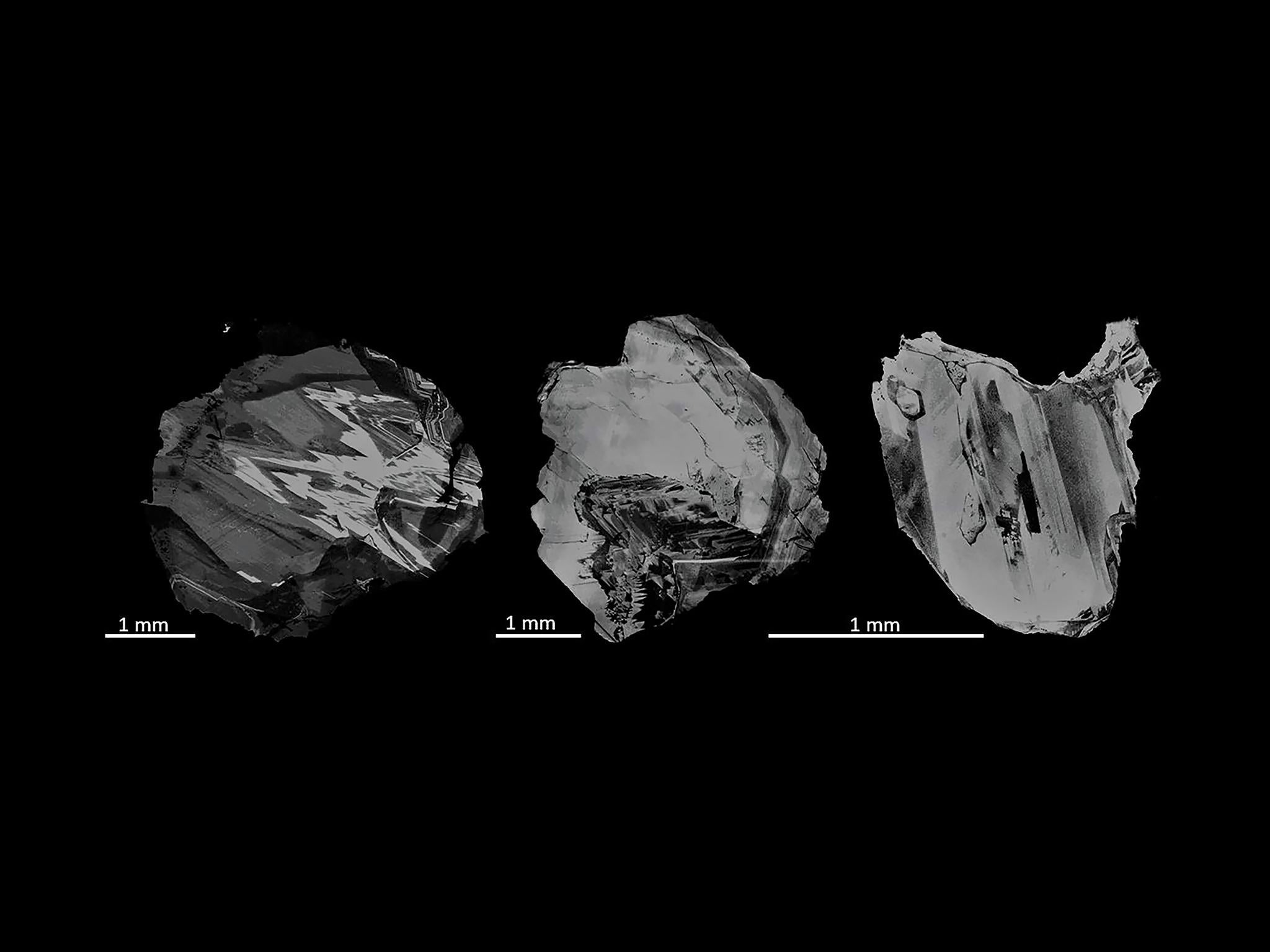 The rare minerals trap history in microscopic flaws