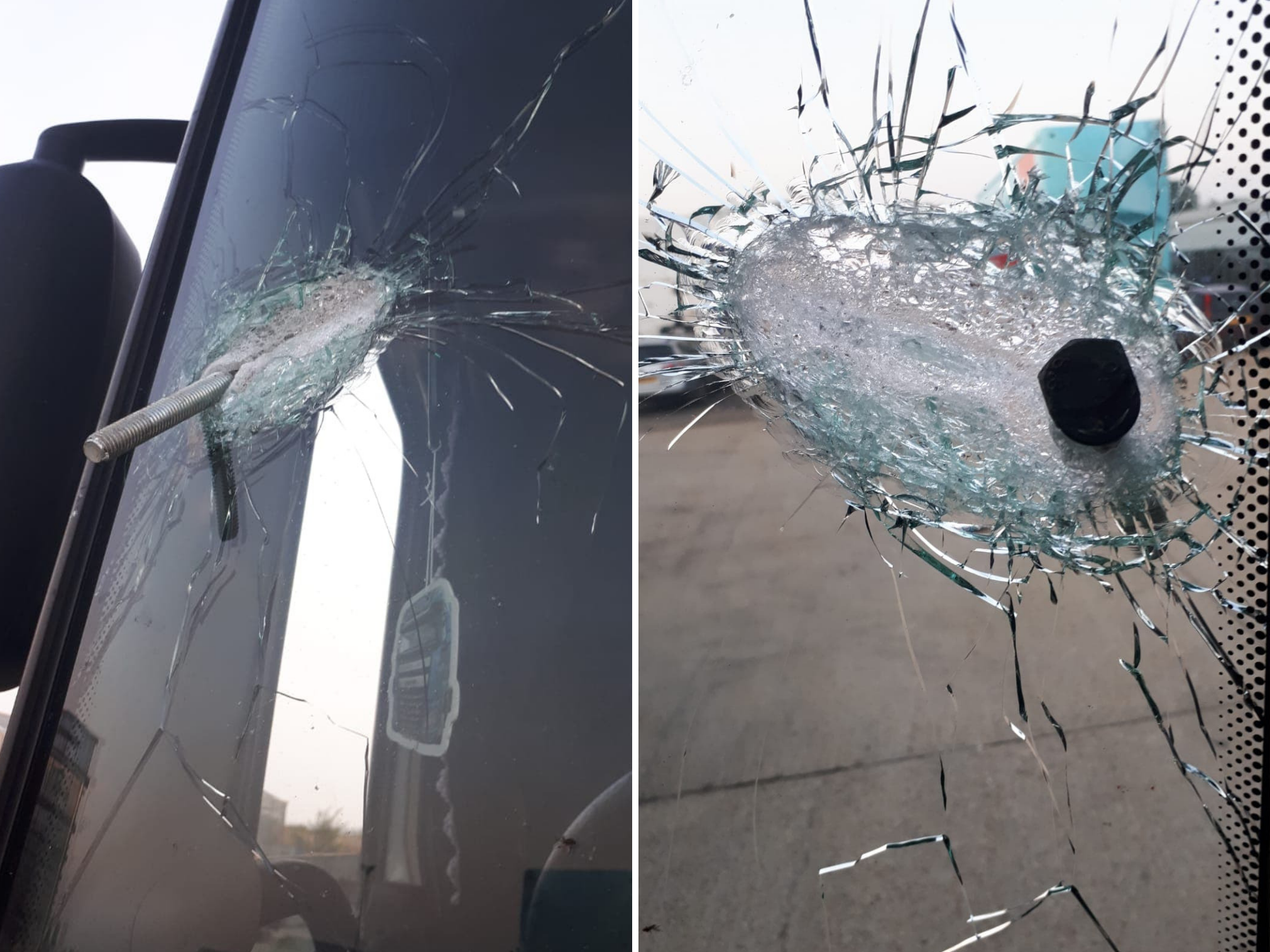 Police are investigating reports of criminal damage after a metal bolt was allegedly thrown at a lorry windscreen in Corringham, Essex, on 27 August 2019.