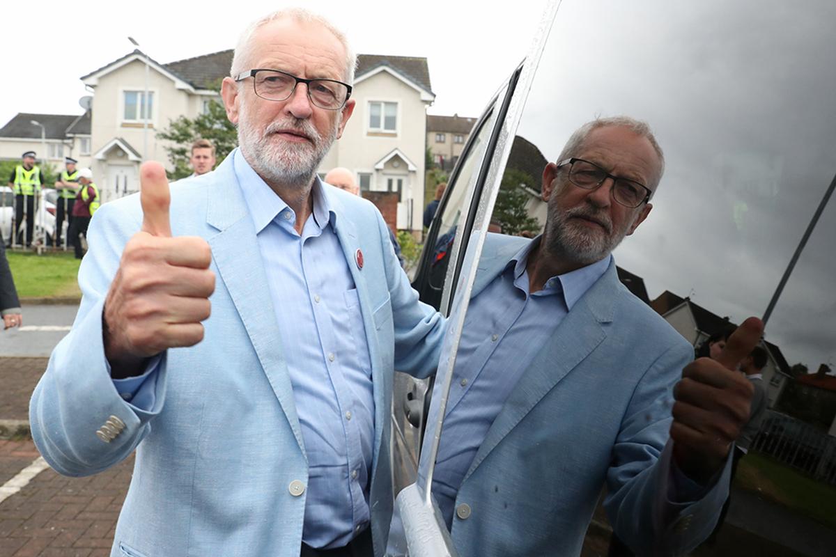 Jeremy Corbyn in Dunfermline yesterday; he said opposition parties were uniting to fight Johnson’s plans