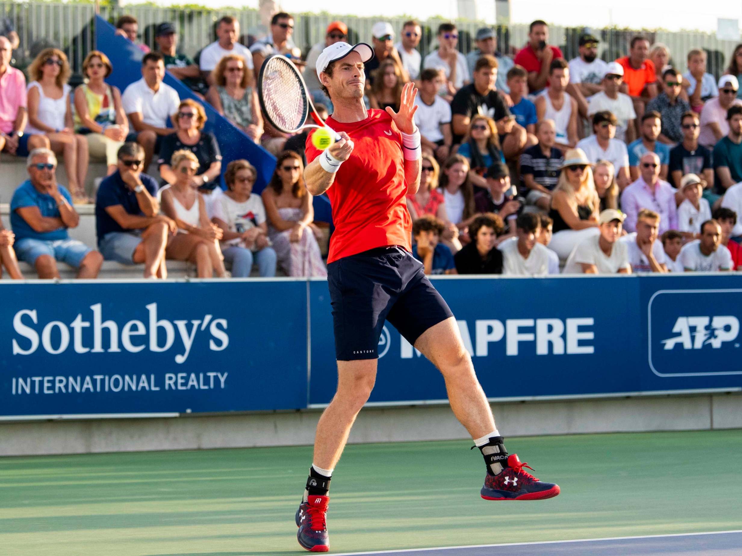 Andy Murray in action at the Rafa Nadal Sports Centre