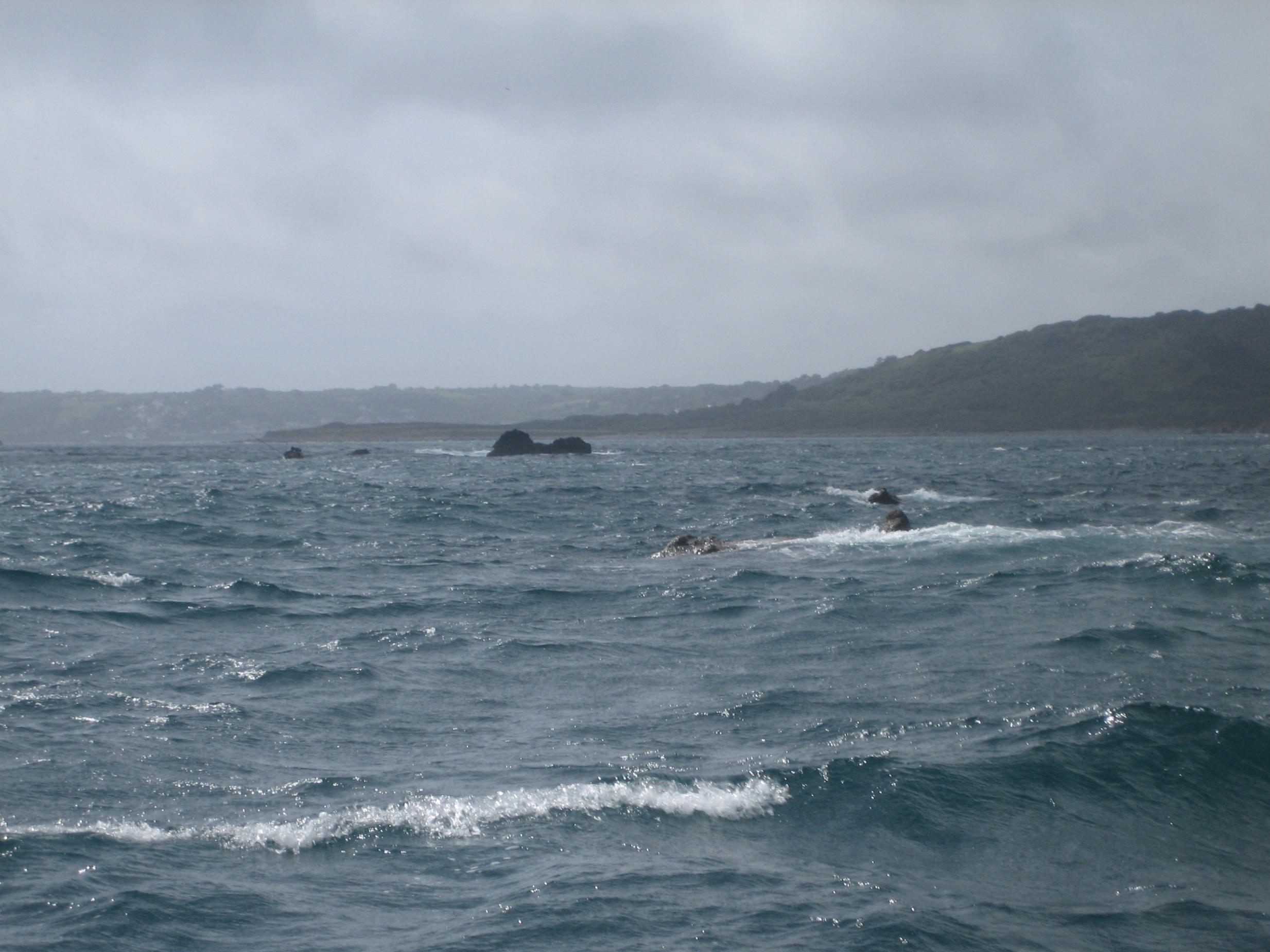 The Manacles rocks, off The Lizard peninsula, Cornwall.