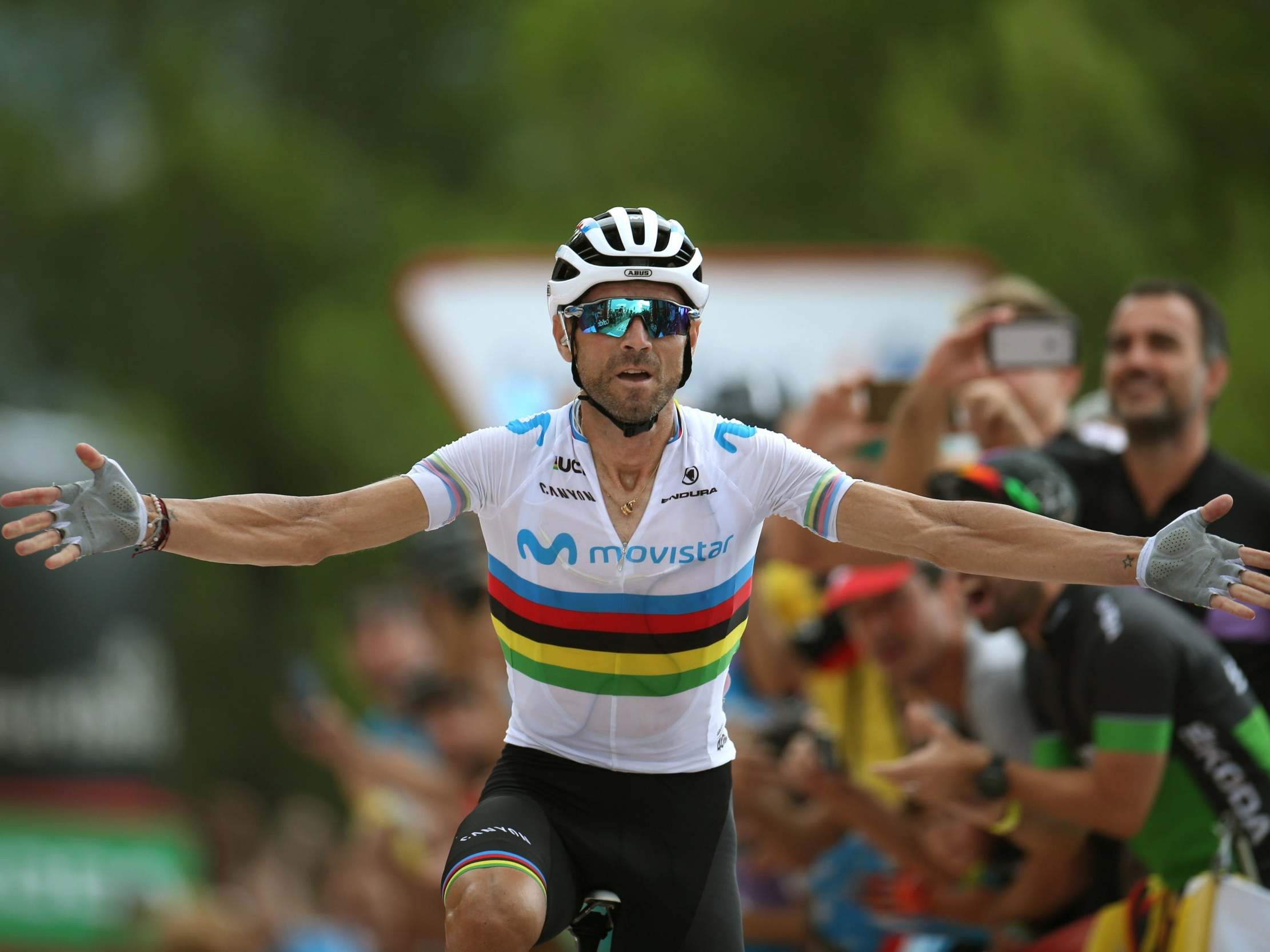 Alejandro Valverde claimed victory on stage seven