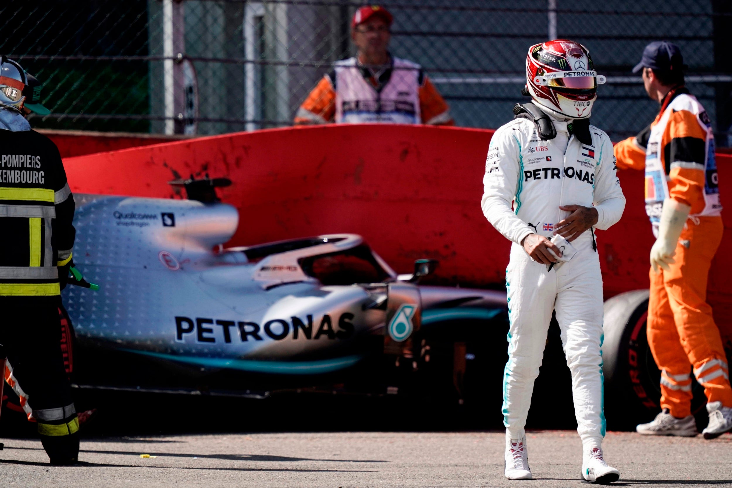 Hamilton went off on the entry to Turn 12 (AFP/Getty)