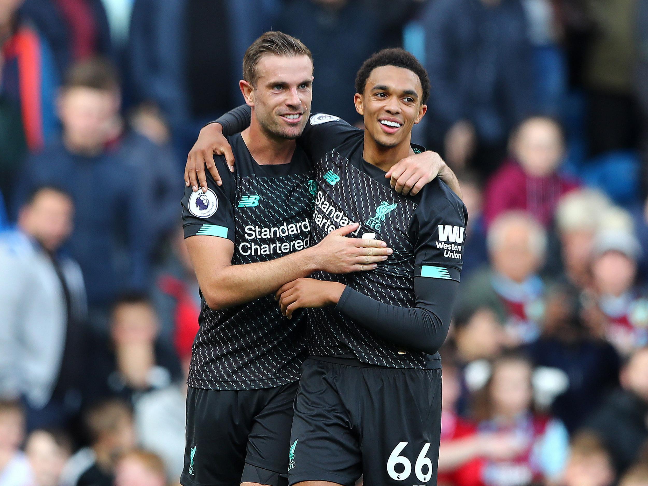 Jordan Henderson and Trent Alexander-Arnold celebrate Liverpool's first