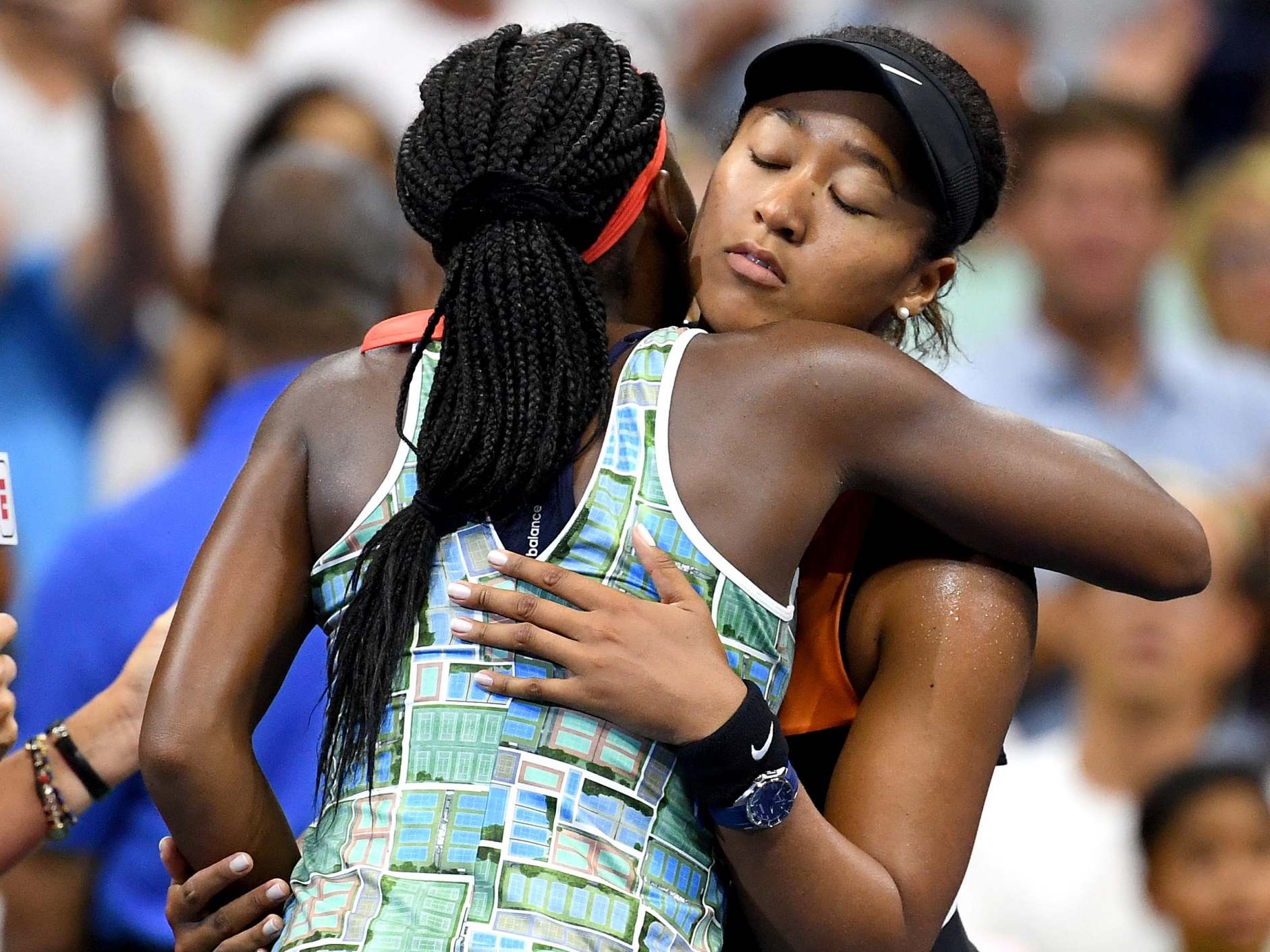 Osaka embraced Gauff and encouraged her to join her post-match interview