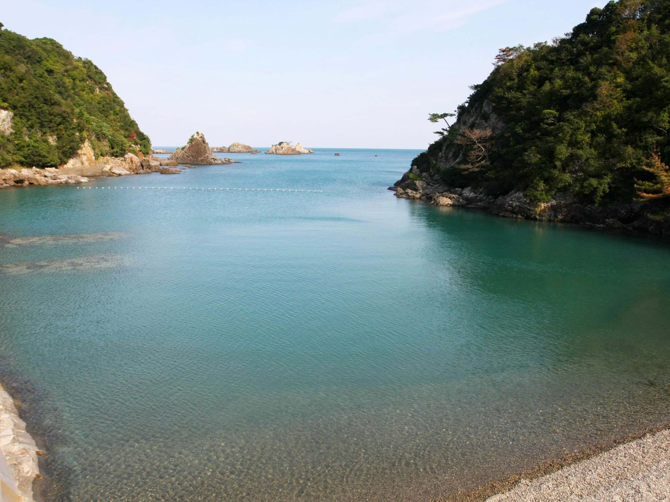 A view of the cove where dolphins are slaughtered for their meat in Taiji