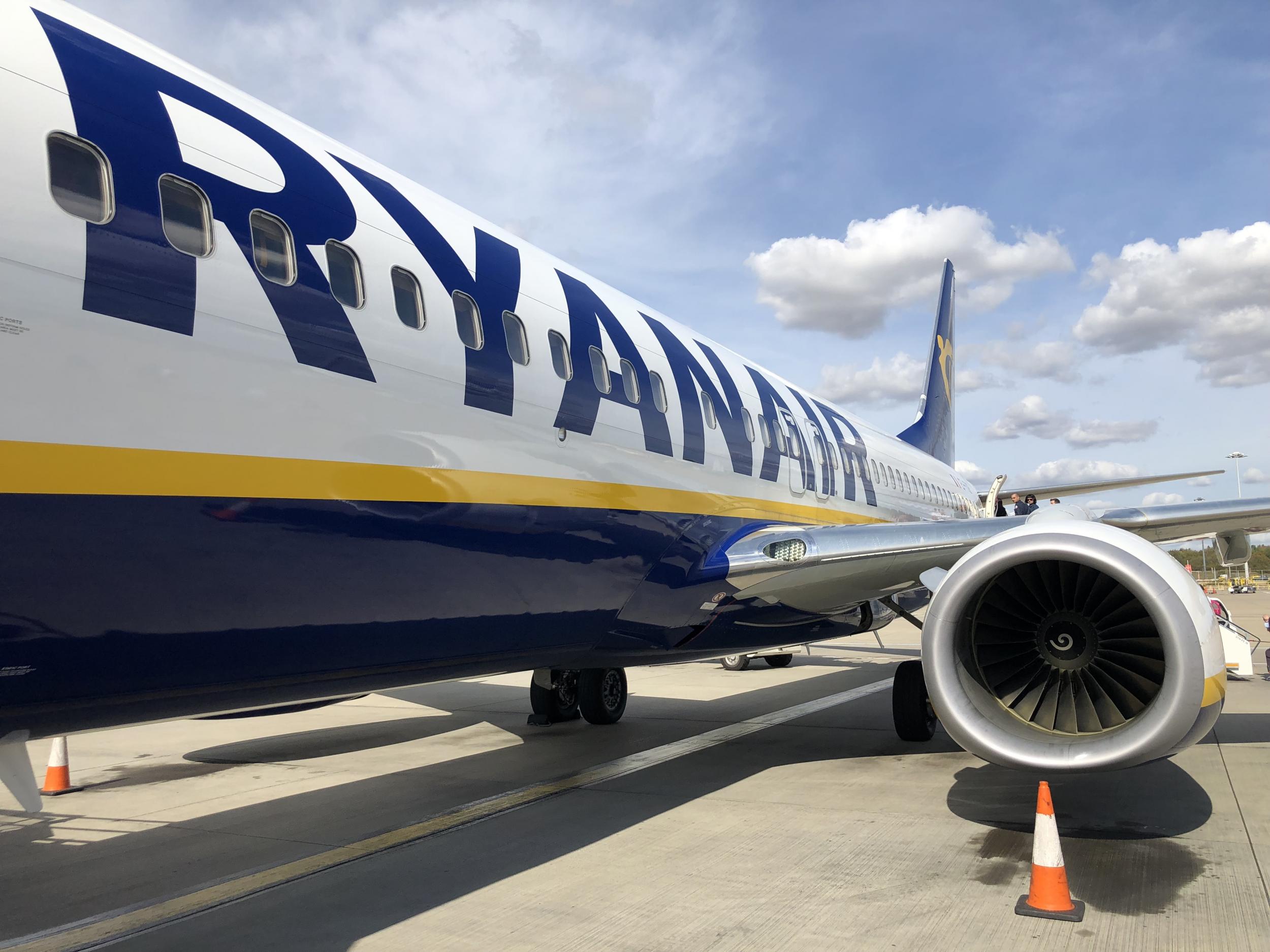 On schedule? A Ryanair Boeing 737 prepares to depart from Stansted on the first day of the current strike