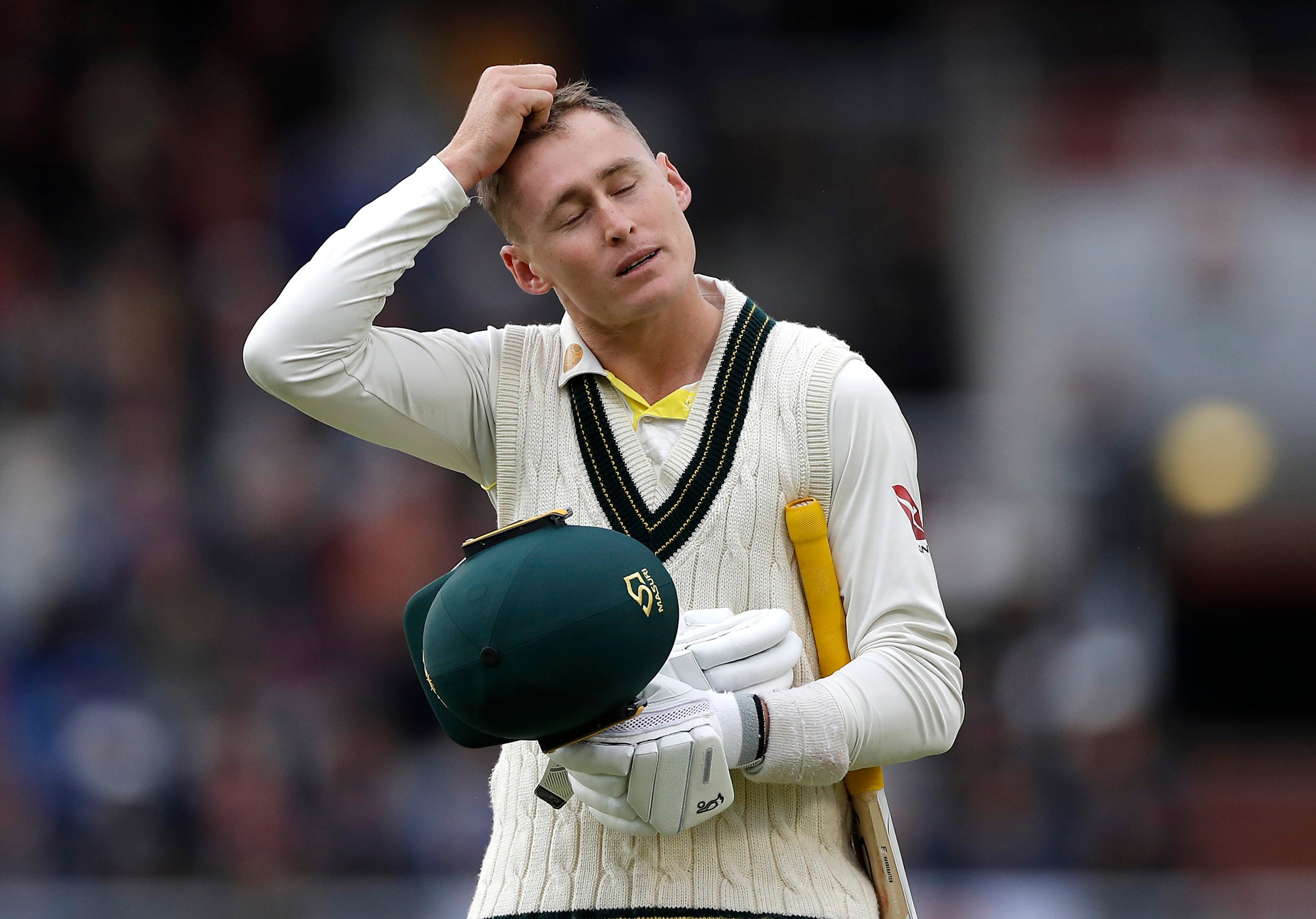 Labuschagne reacts after his dismissal