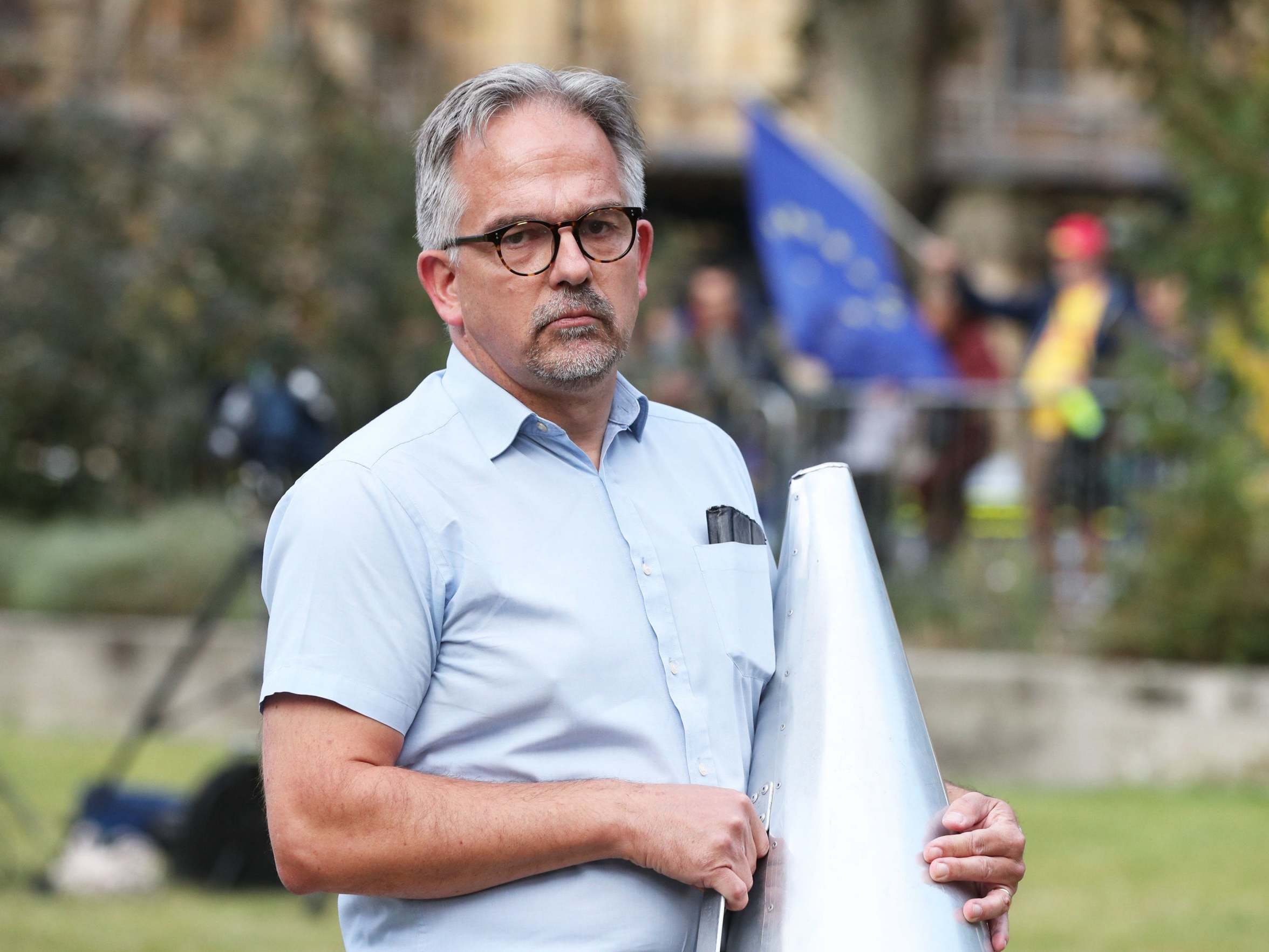 Dr David Nicholl outside the Houses of Parliament in Westminster, London.