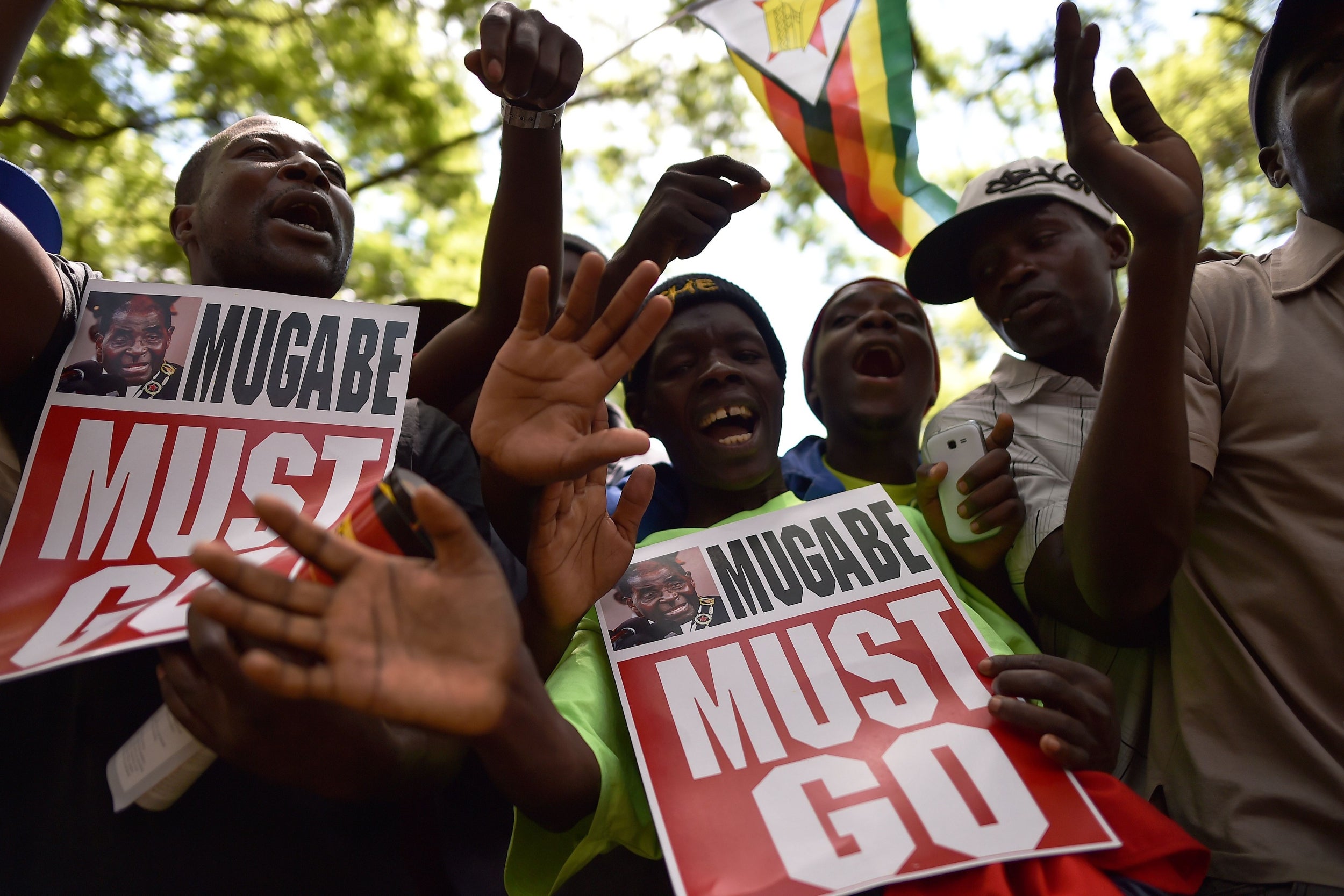 Anti-Mugabe protesters gather in Harare in 2017