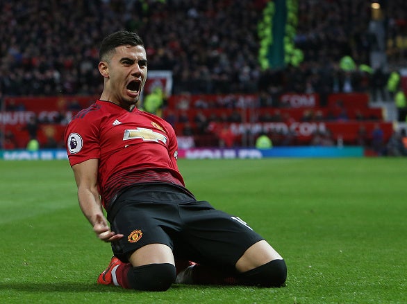 Andreas Pereira celebrates scoring against Southampton