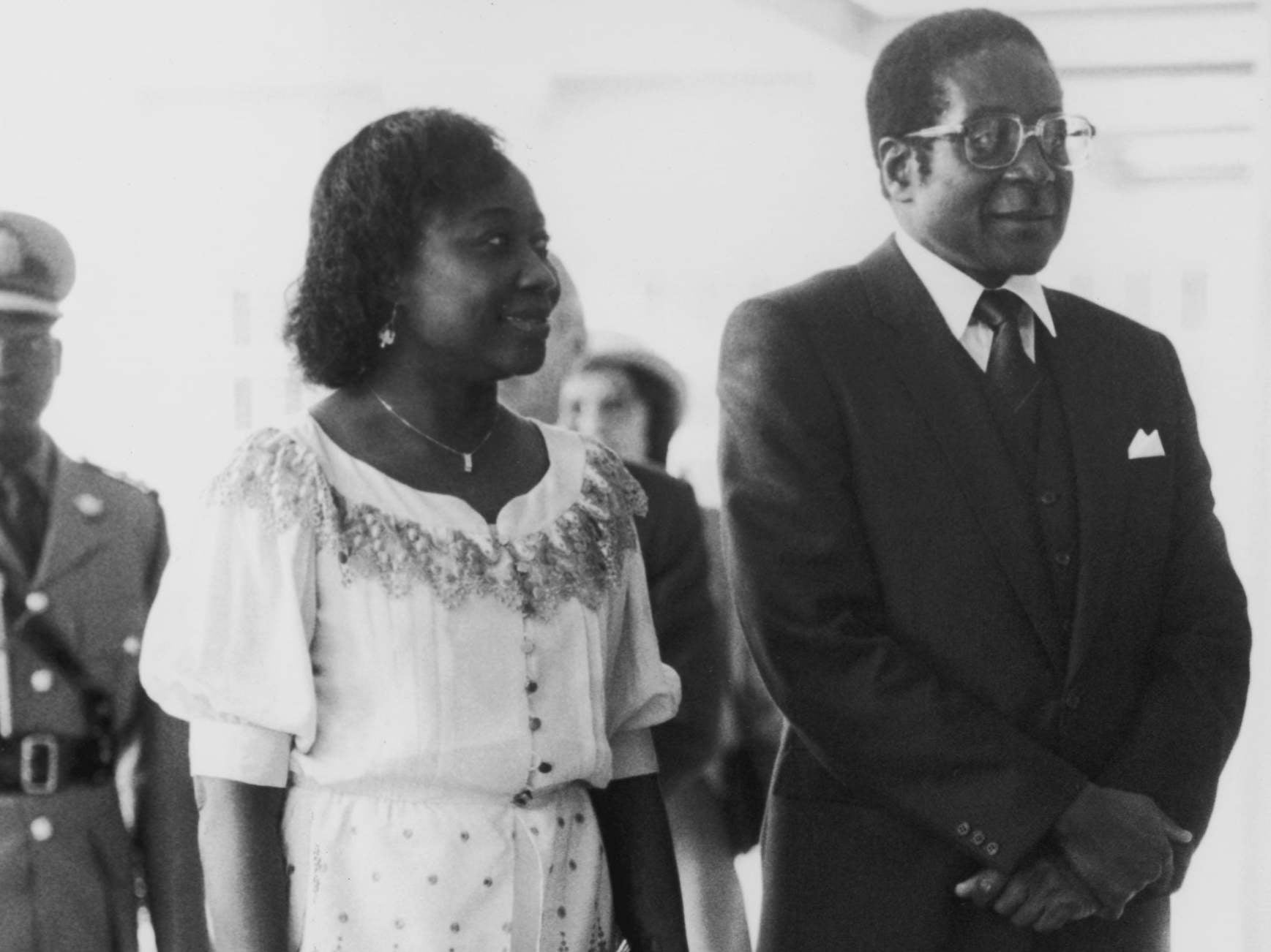 Robert Mugabe with his wife Sally during their visit to the Queen at Buckingham Palace in 1982