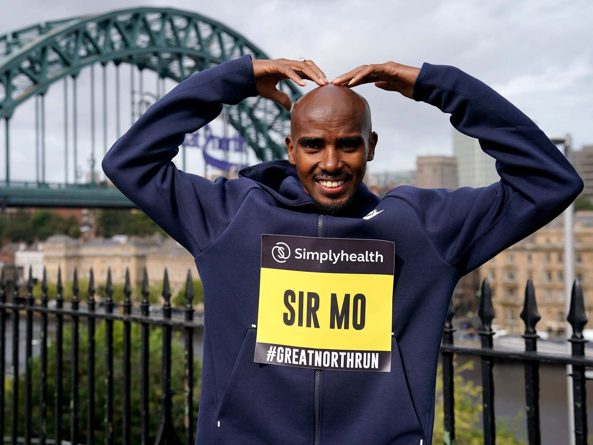 Mo Farah poses in his famous ‘Mobot’ celebration