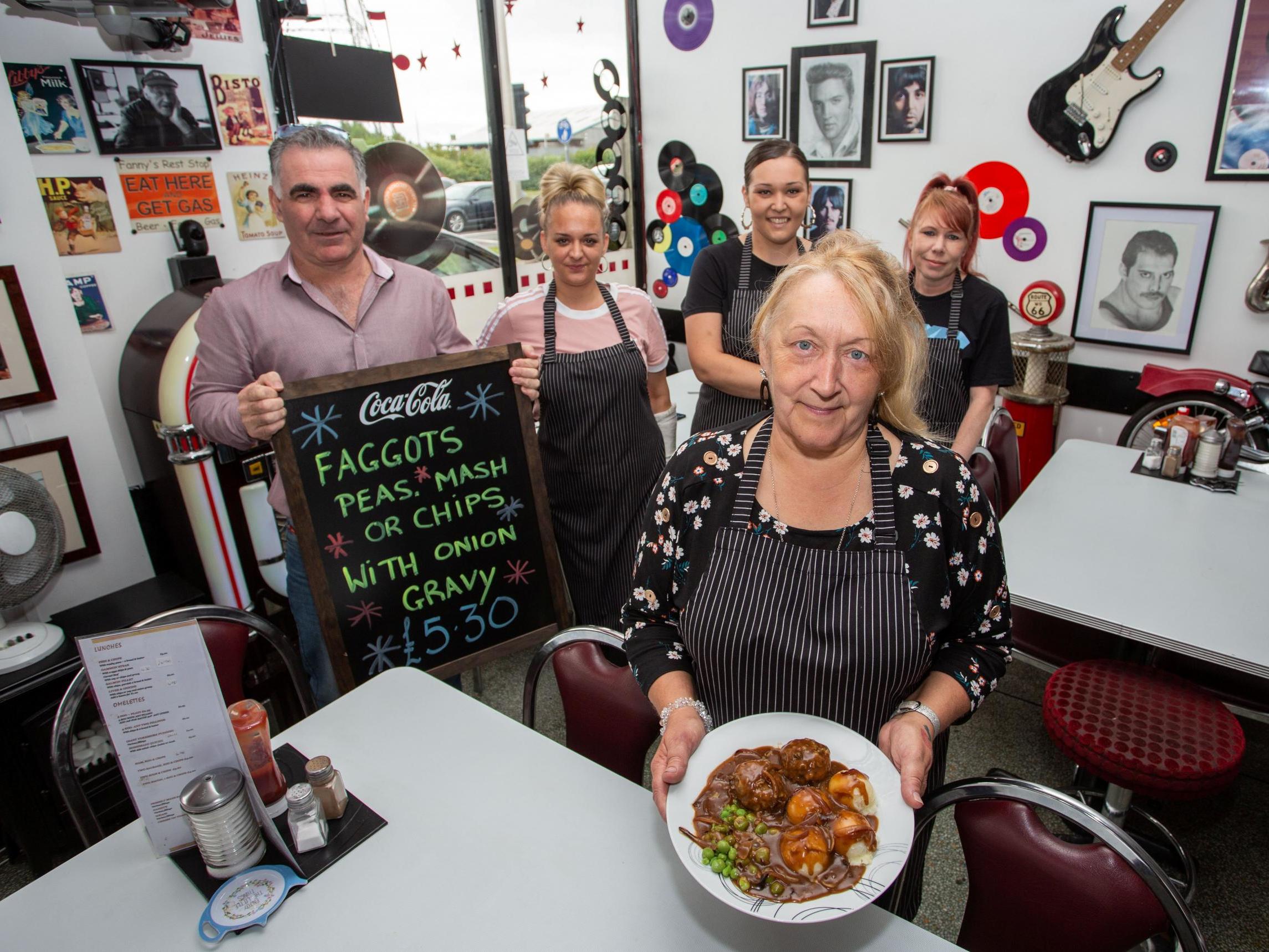 Jo Evans-Pring, owner of Fanny’s Rest Stop Café in Newport, Wales, claims Google banned her advert for faggots and peas because it was "inappropriate and offensive".