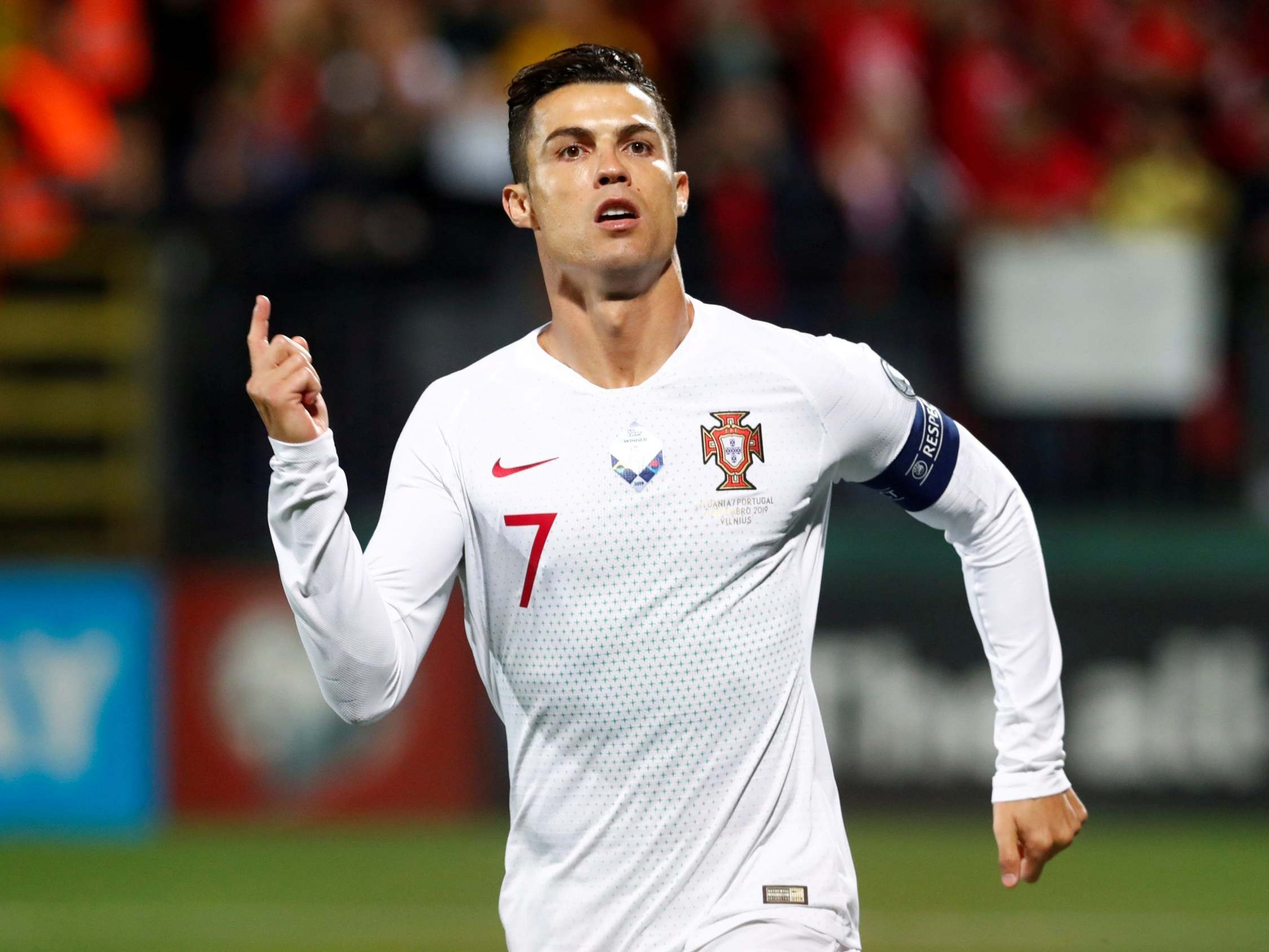 Cristiano Ronaldo celebrates scoring for Portugal