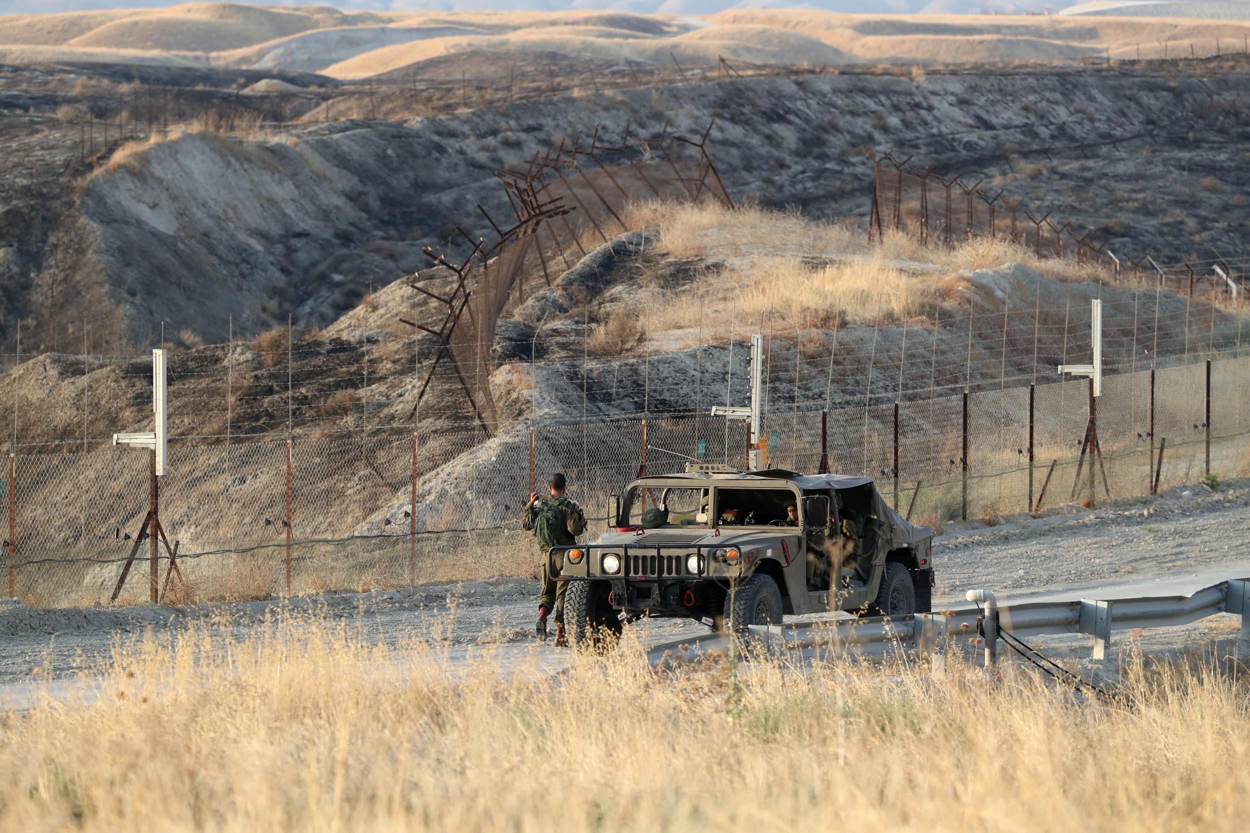 Israeli soldiers keep guard in Jordan Valley, the eastern-most part of the Israeli-occupied West Bank that borders Jordan