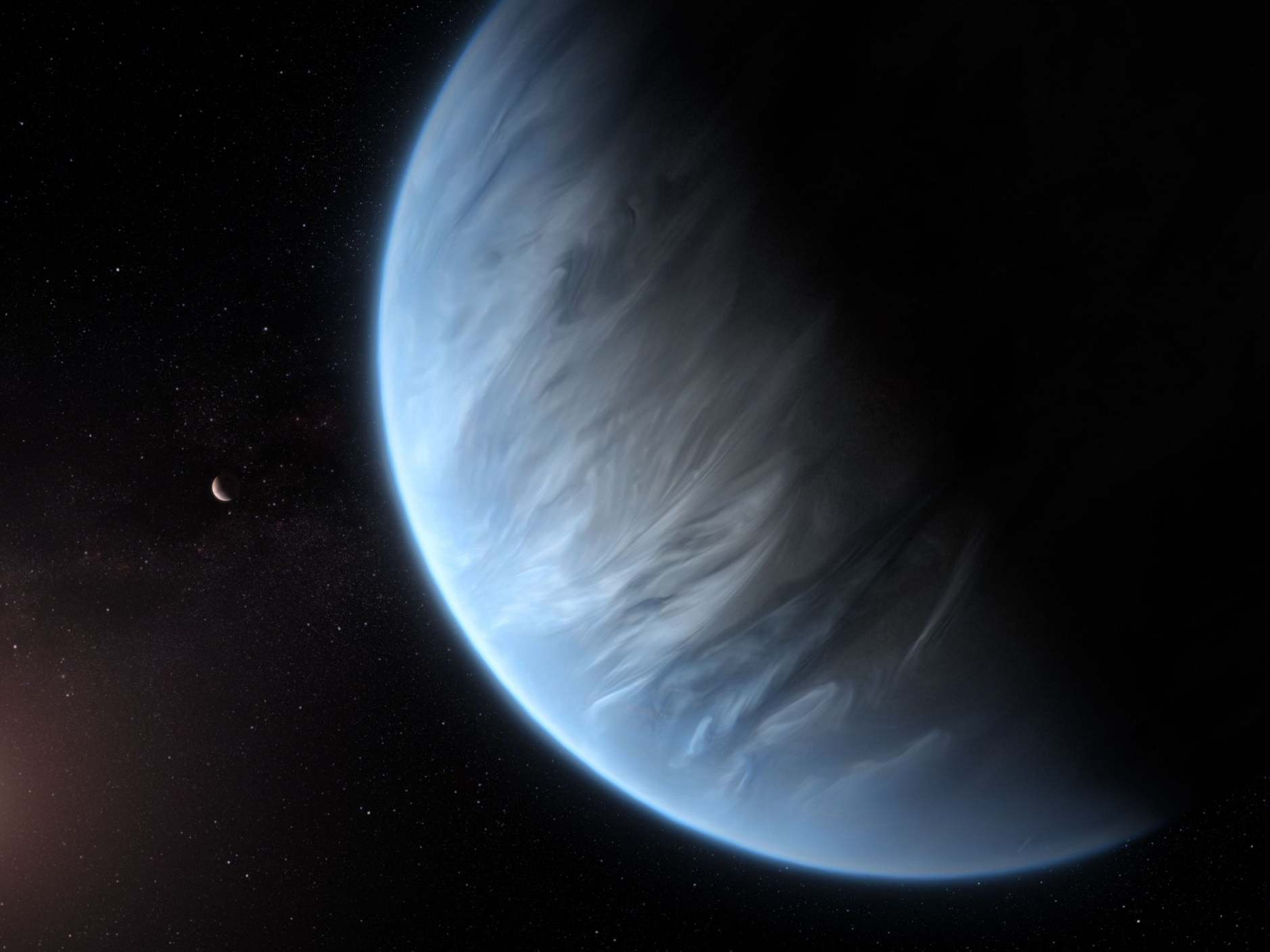 An artist’s impression shows the K2-18b super-Earth (M Kornmesser/ESA/Hubble/AFP)