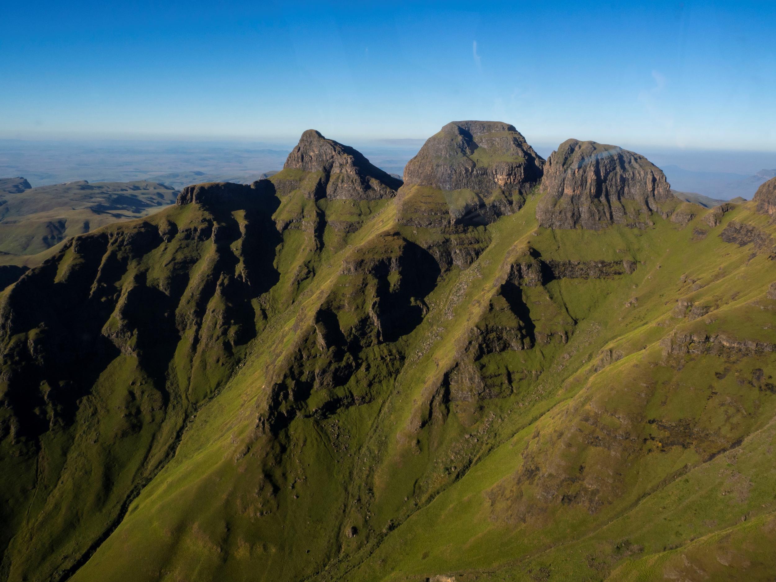 The jagged peaks from the helicopter