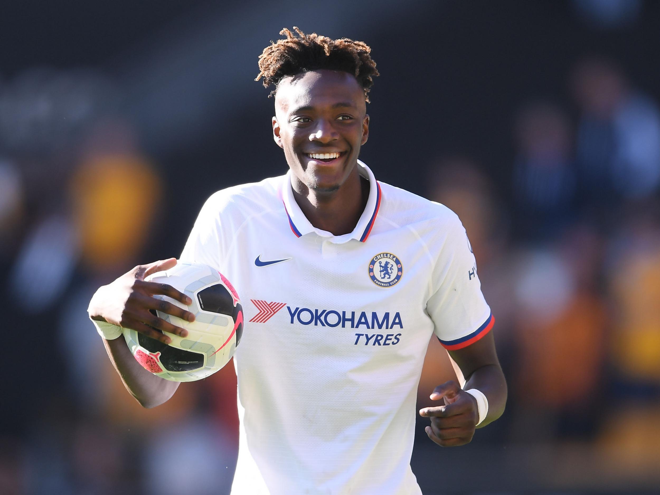 Tammy Abraham picked up the match ball after his hat-trick on Saturday vs Wolves (Getty)