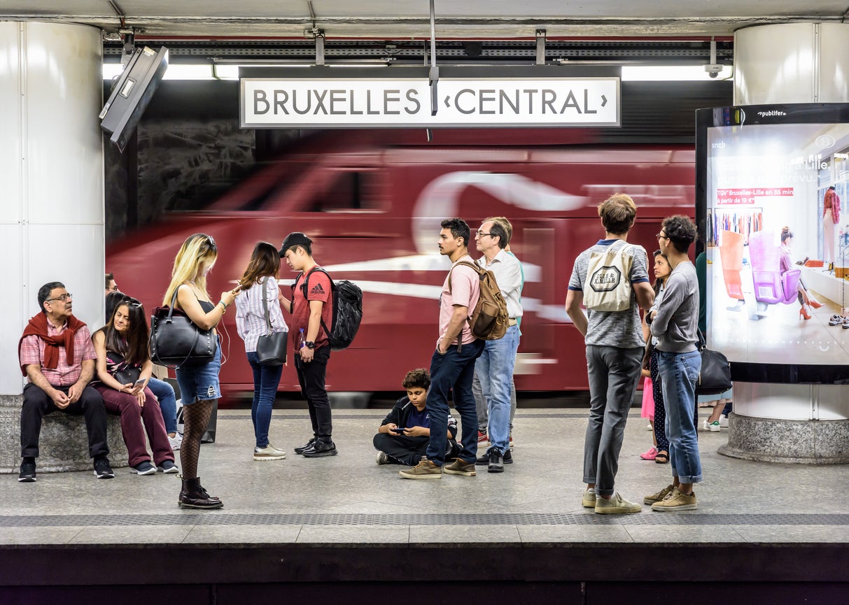 Passengers wait for a Thalys train in Brussels