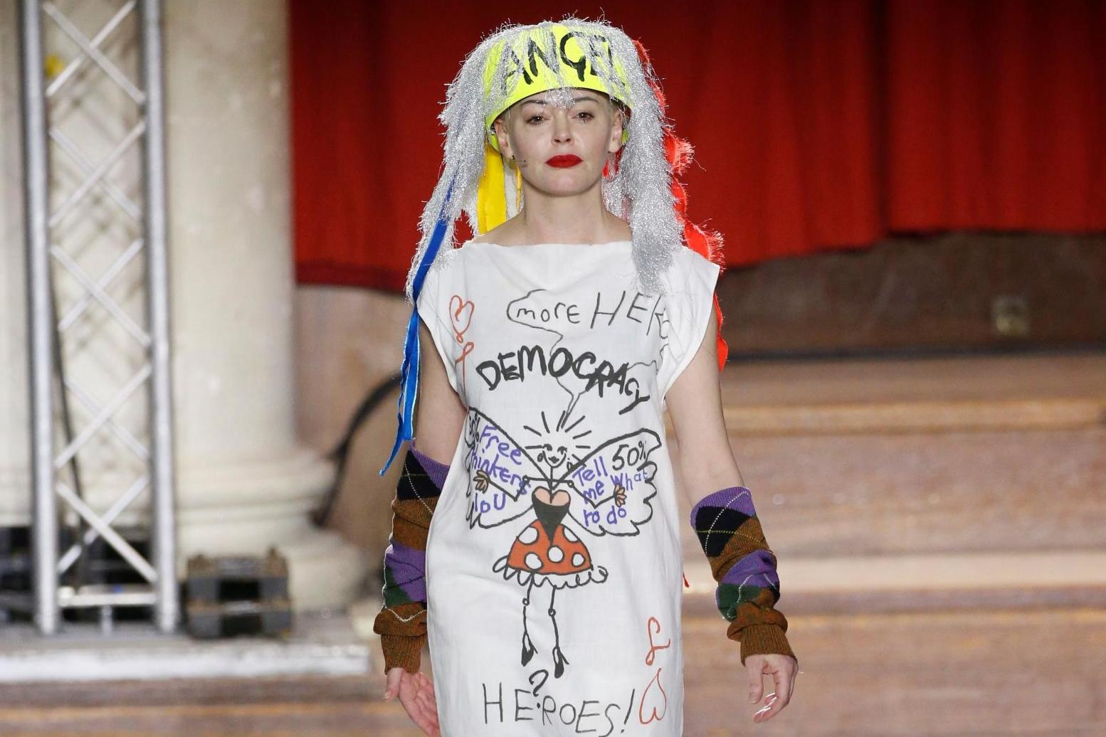 Rose McGowan walked in Vivienne Westwood’s AW19 show last season (Rex)