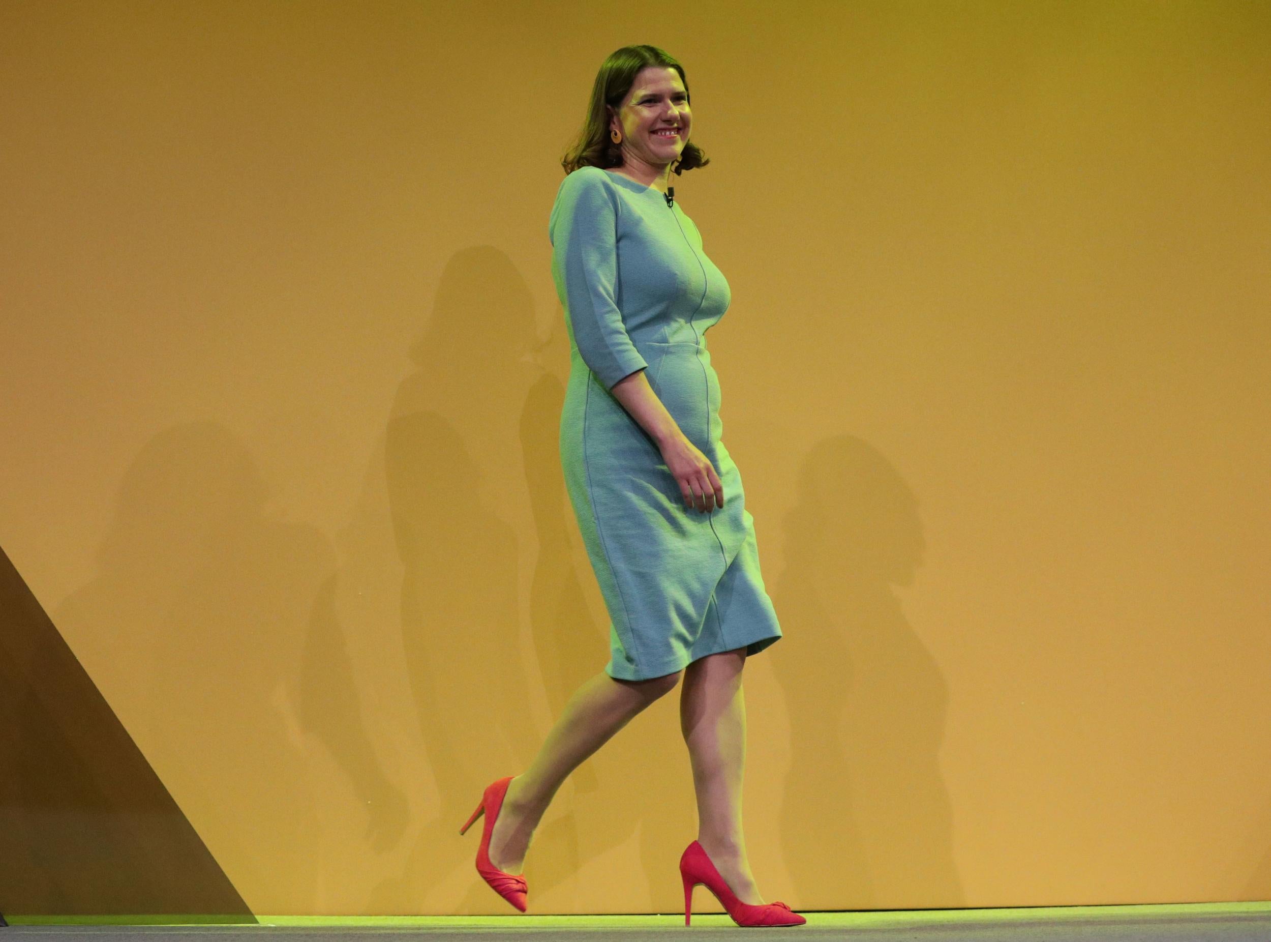 Swinson takes to the stage at the Lib Dem conference on Tuesday