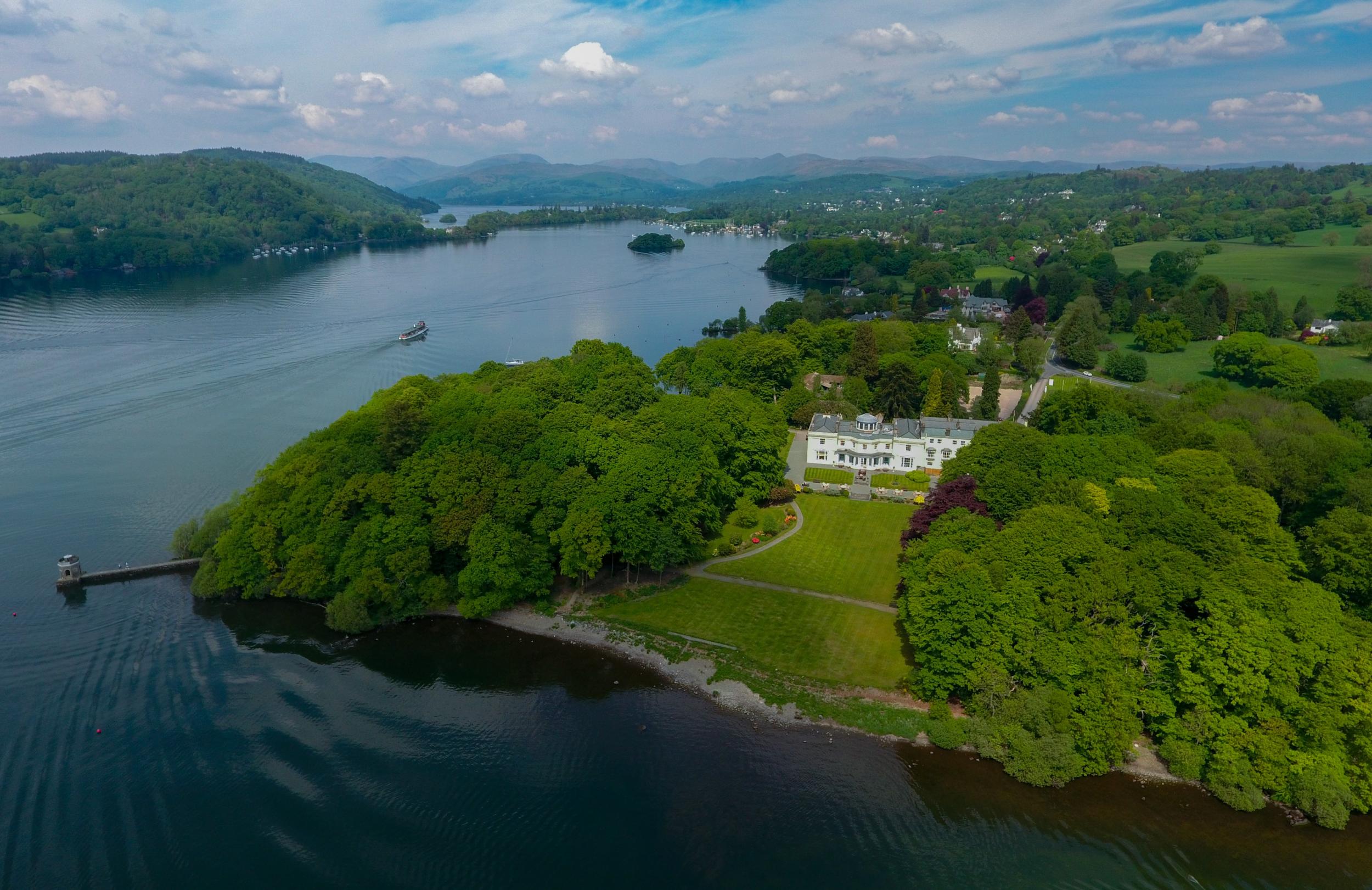 An aerial view of Storrs Hall