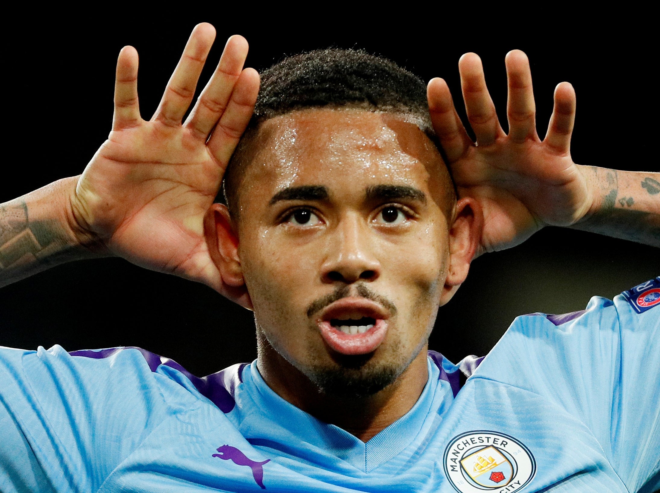 Gabriel Jesus celebrates his second-half goal