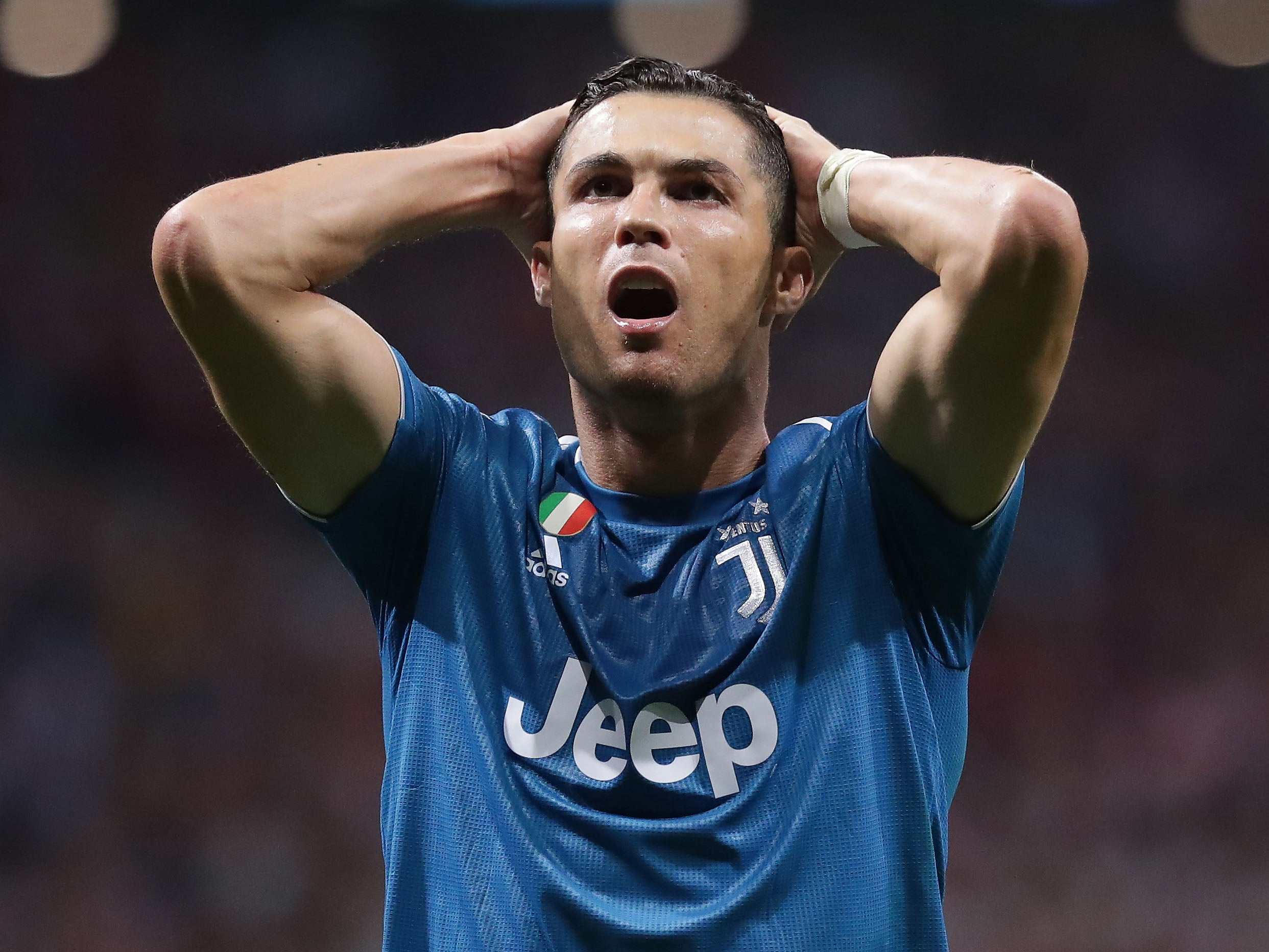 Cristiano Ronaldo appears exasperated after missing a late chance