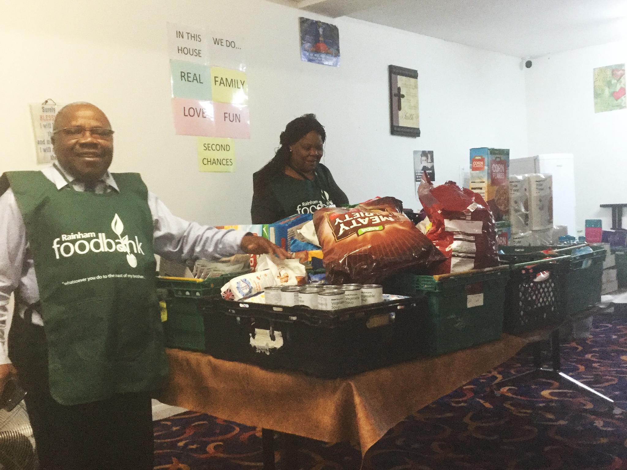 Staff at Rainham Foodbank sort out emergency food parcels