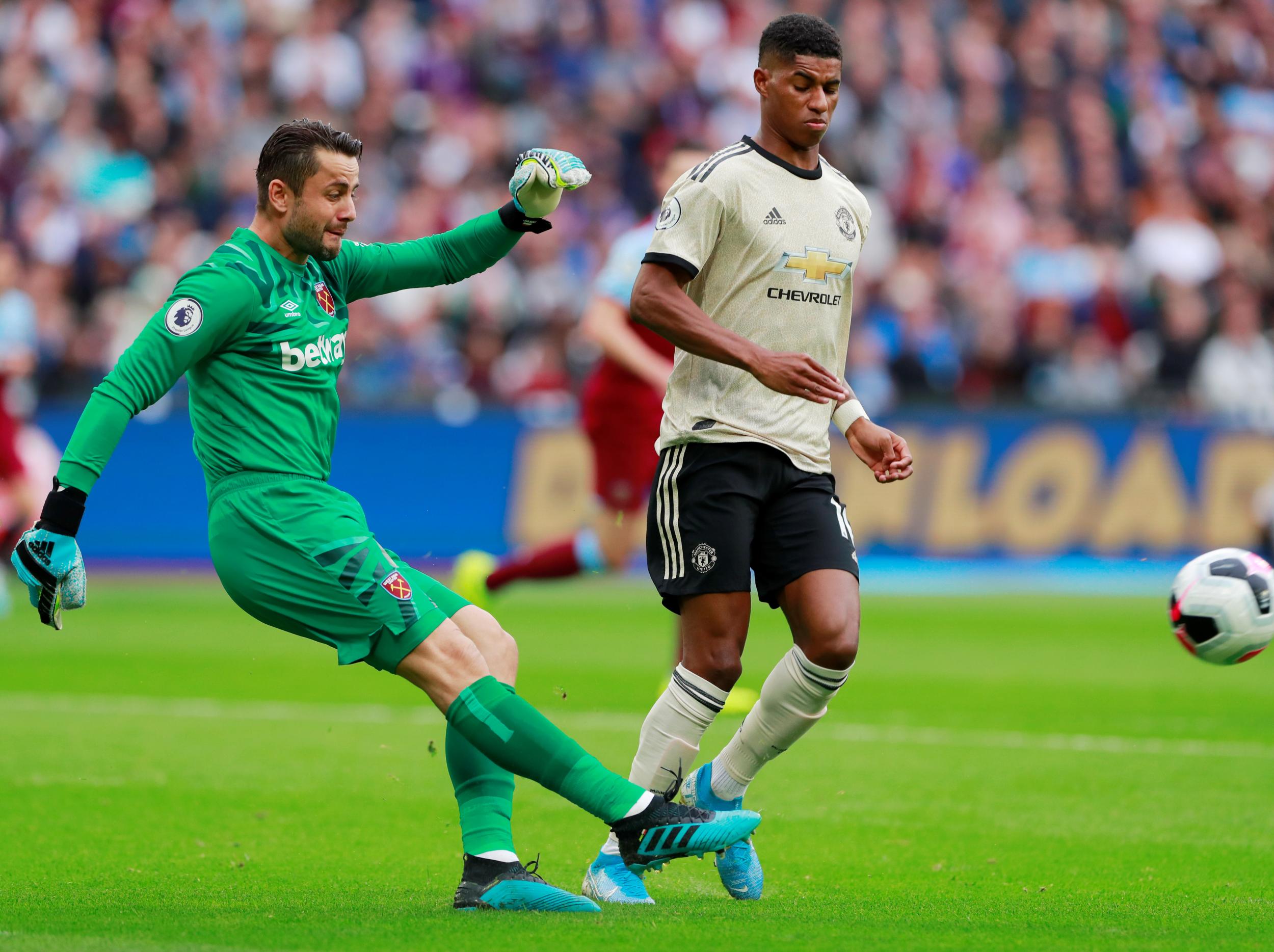 Rashford struggled against the West Ham defence