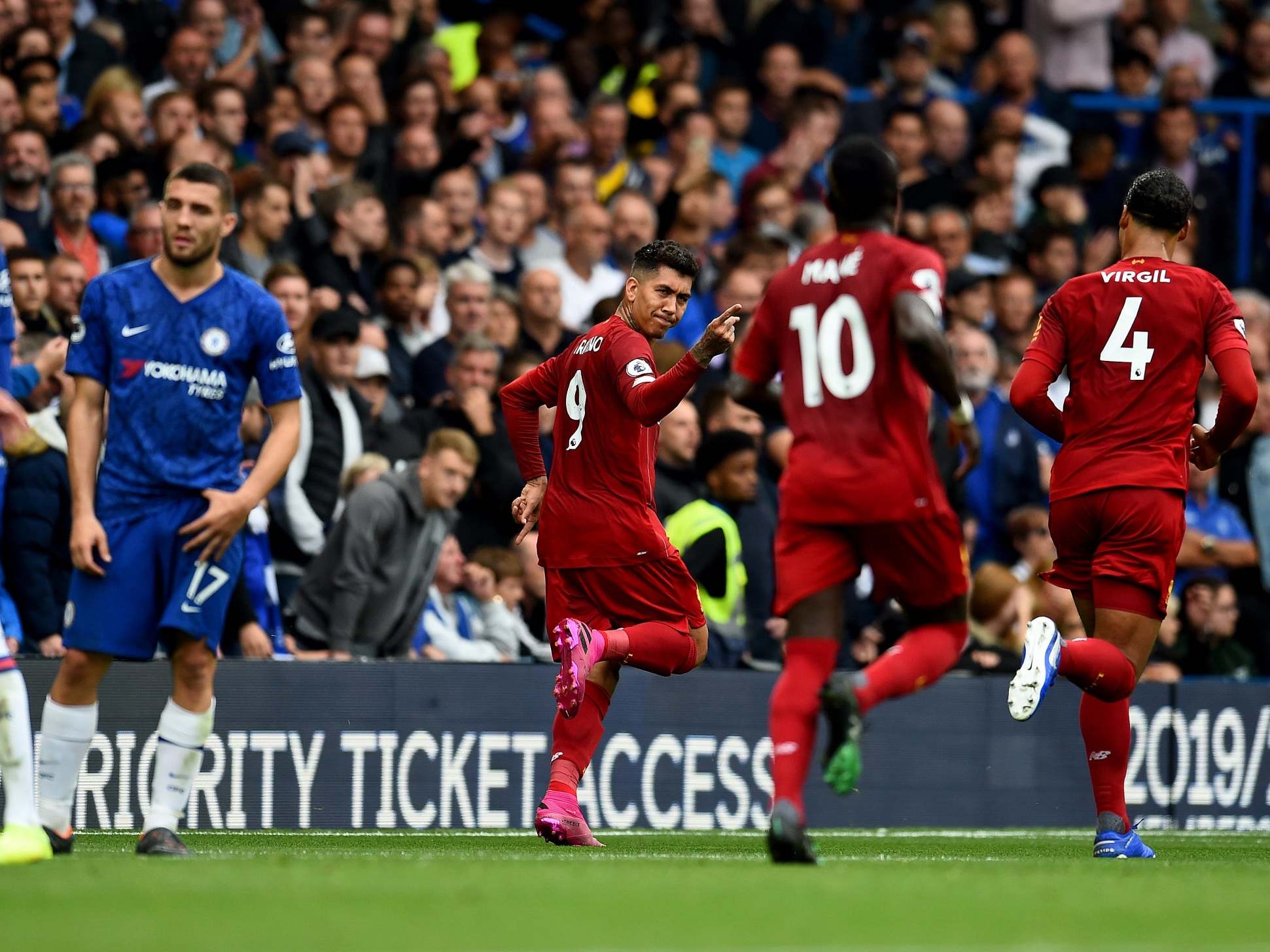 Roberto Firmino of Liverpool celebrating after scoring