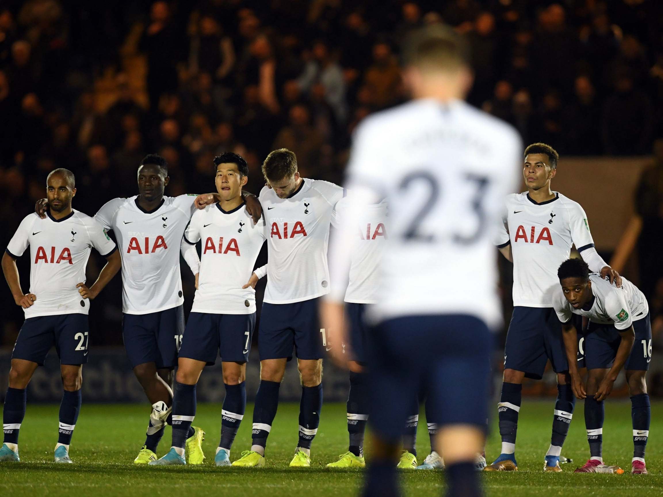 Spurs’ players react to being dumped out of the Carabao Cup by Colchester