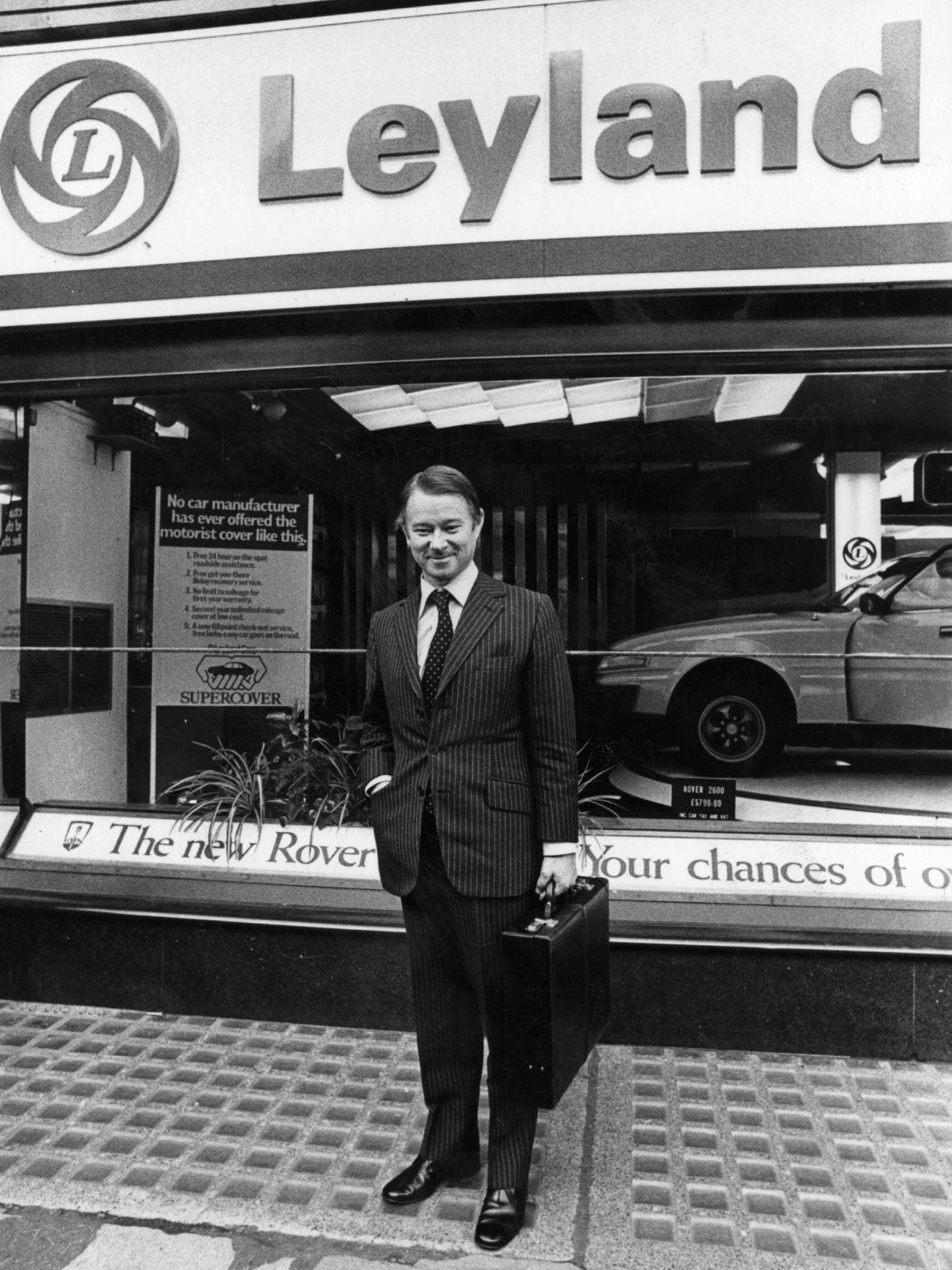 Edwards outside Leyland's London Piccadilly offices