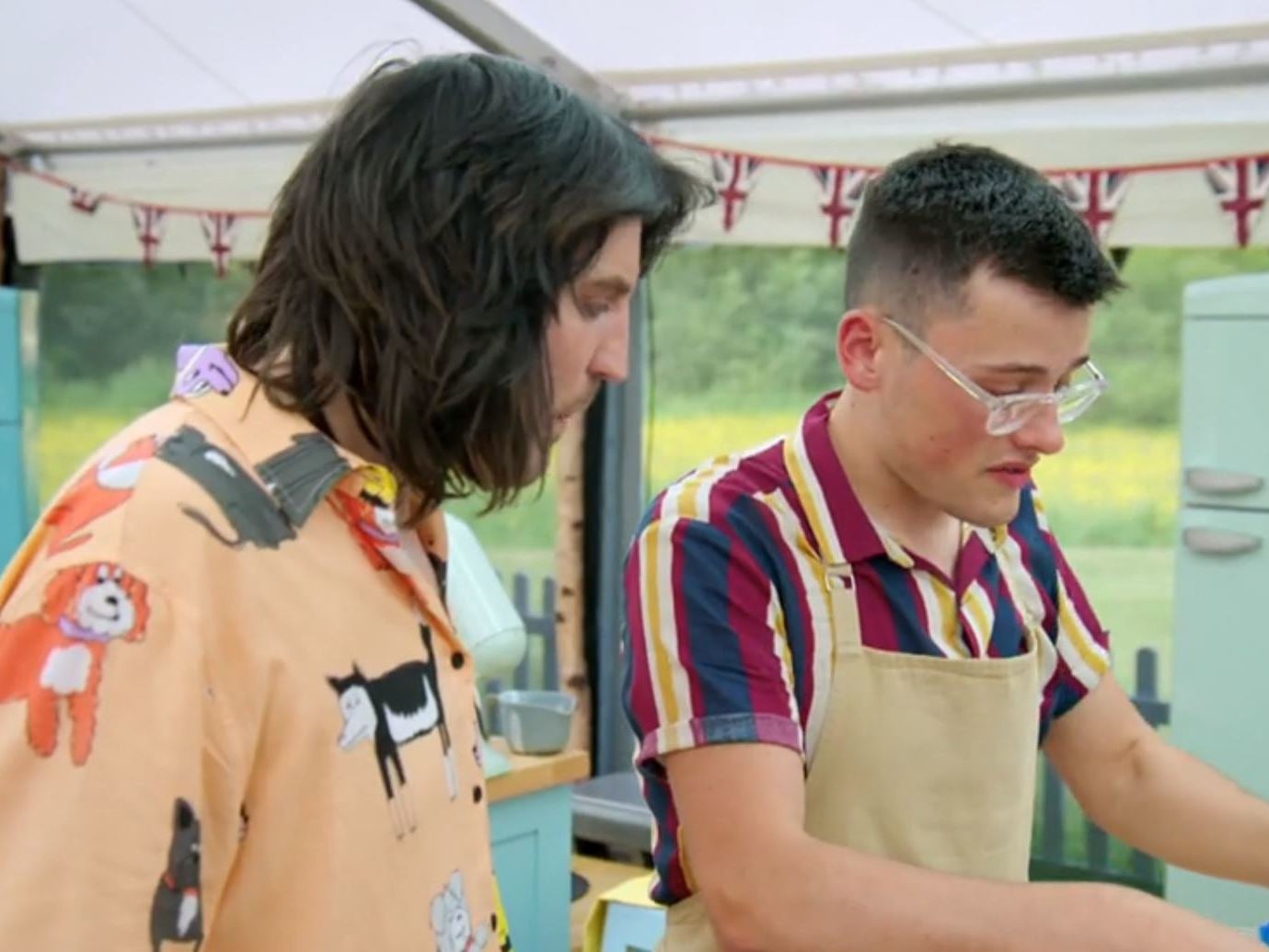 Michael is comforted by Noel Fielding as he struggles during the technical