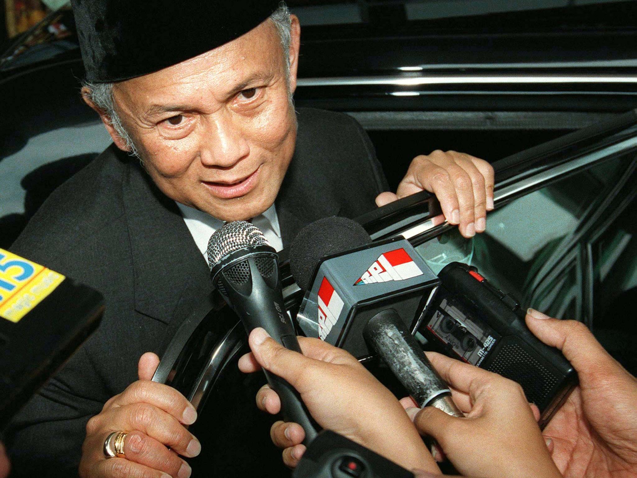 Habibie, pictured in Jakarta in October 1998, had already spent more than two decades of continuous service as a cabinet member