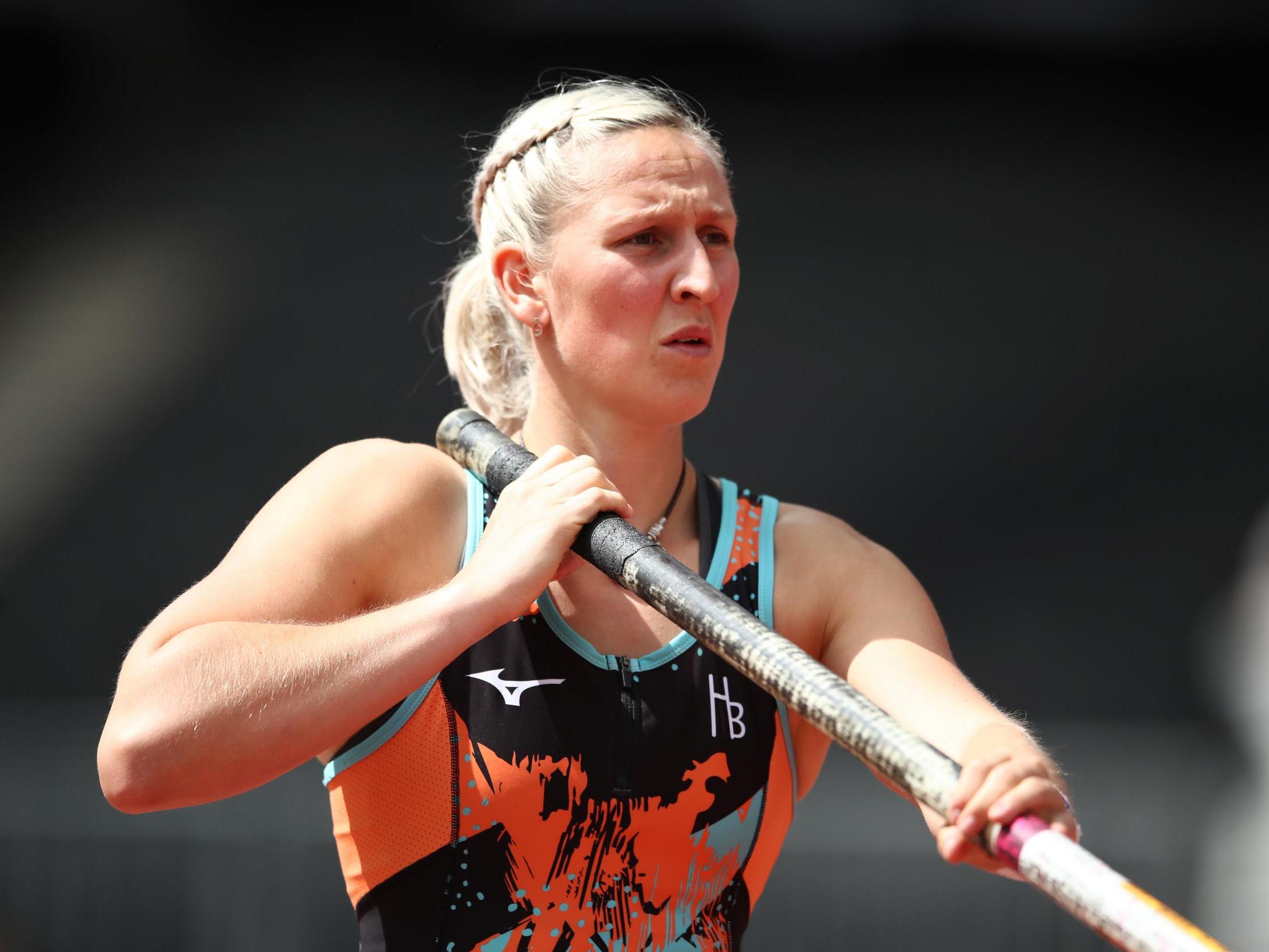 Holly Bradshaw competing in the Diamond League in Glasgow