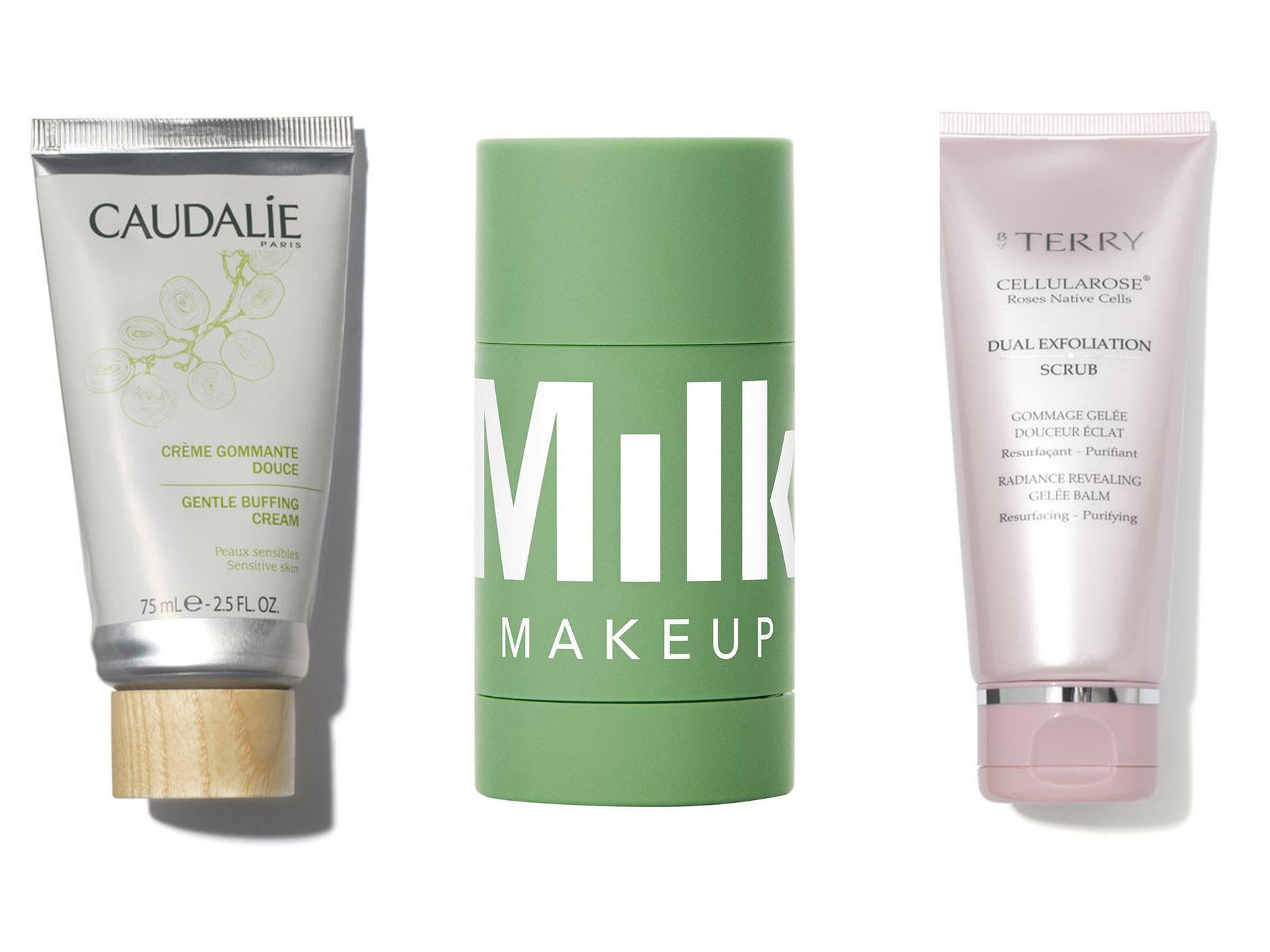 Caudalie, Gentle Buffing Cream, £20, Space NK; Milk Makeup, Cannabis Hydrating Face Mask, £21, Cult Beauty; By Terry, Cellularose Dual Exfoliation Scrub, £50, Space NK