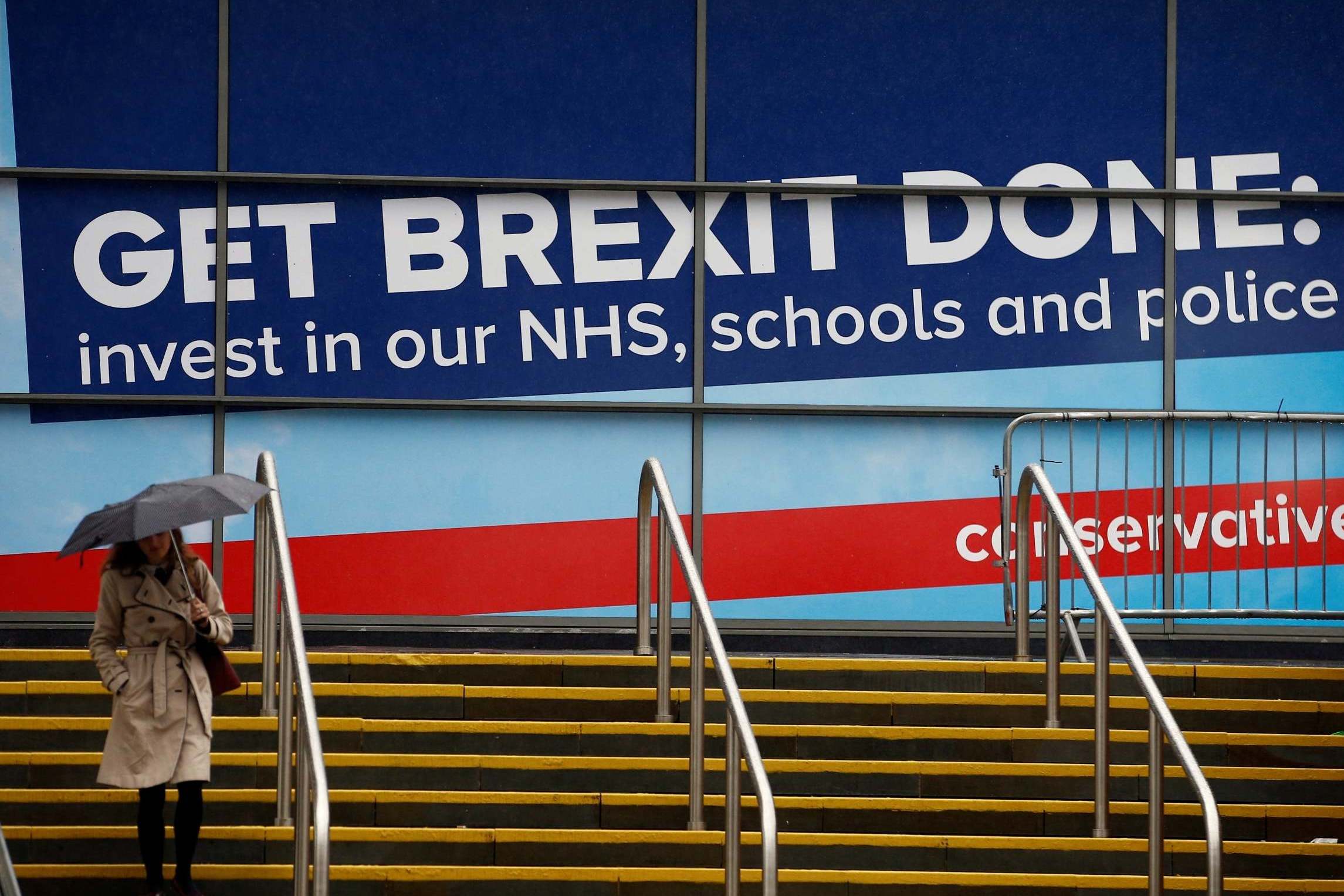 A sign outside the venue yesterday for the Conservative Party annual conference in Manchester