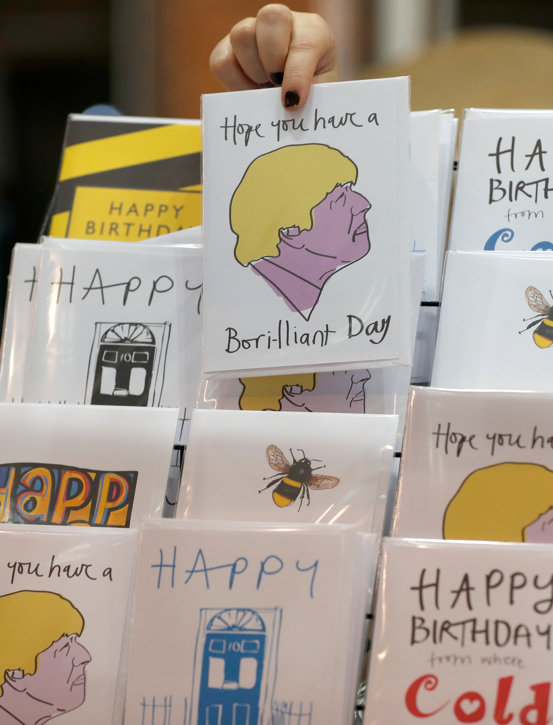 Boris Johnson and other Conservative themed cards for sale at the Conservative Party Conference in Manchester on 29 September